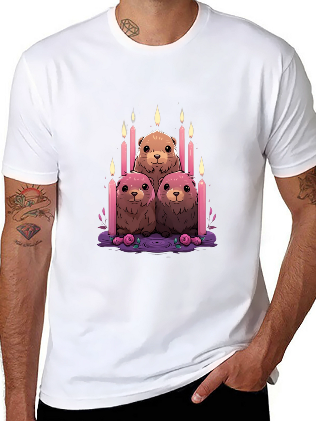 Cute Otter Candle T-Shirt - Unique Design