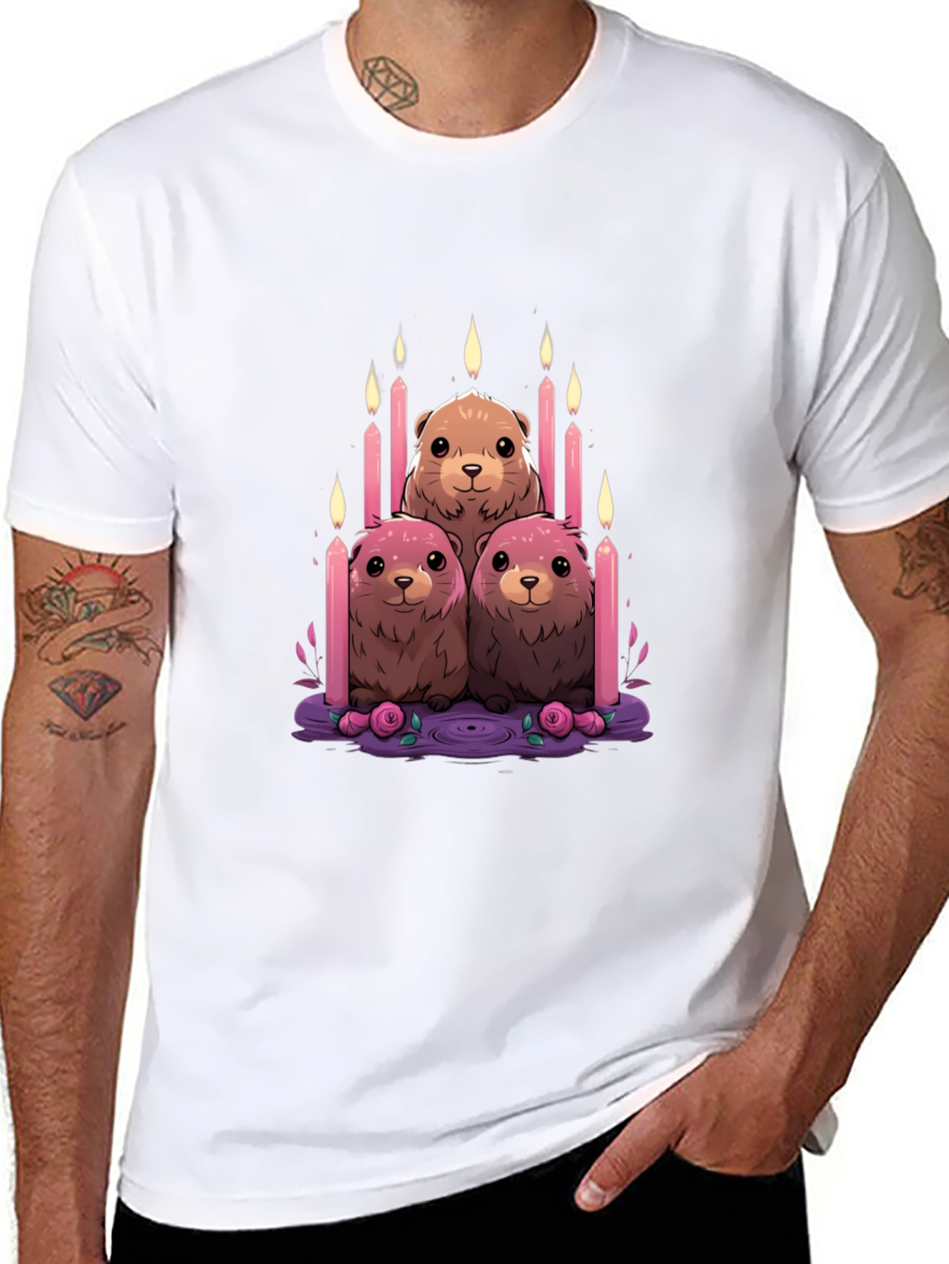 Cute Otter Candle T-Shirt - Unique Design