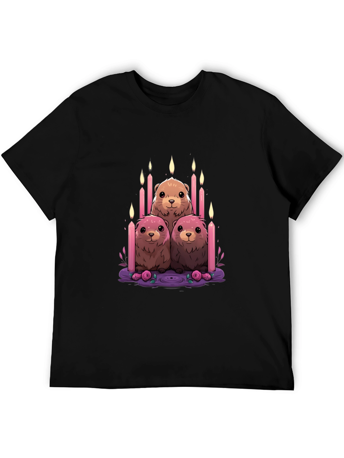 Cute Otter Candle T-Shirt - Unique Design