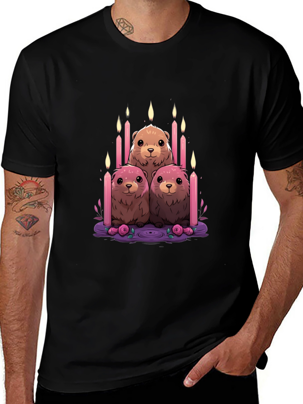Cute Otter Candle T-Shirt - Unique Design