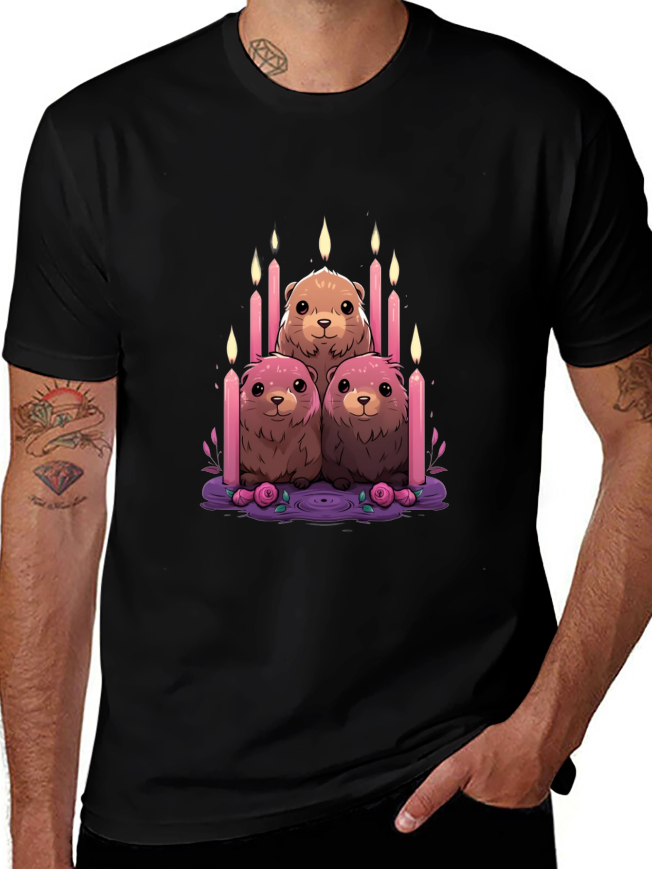 Cute Otter Candle T-Shirt - Unique Design