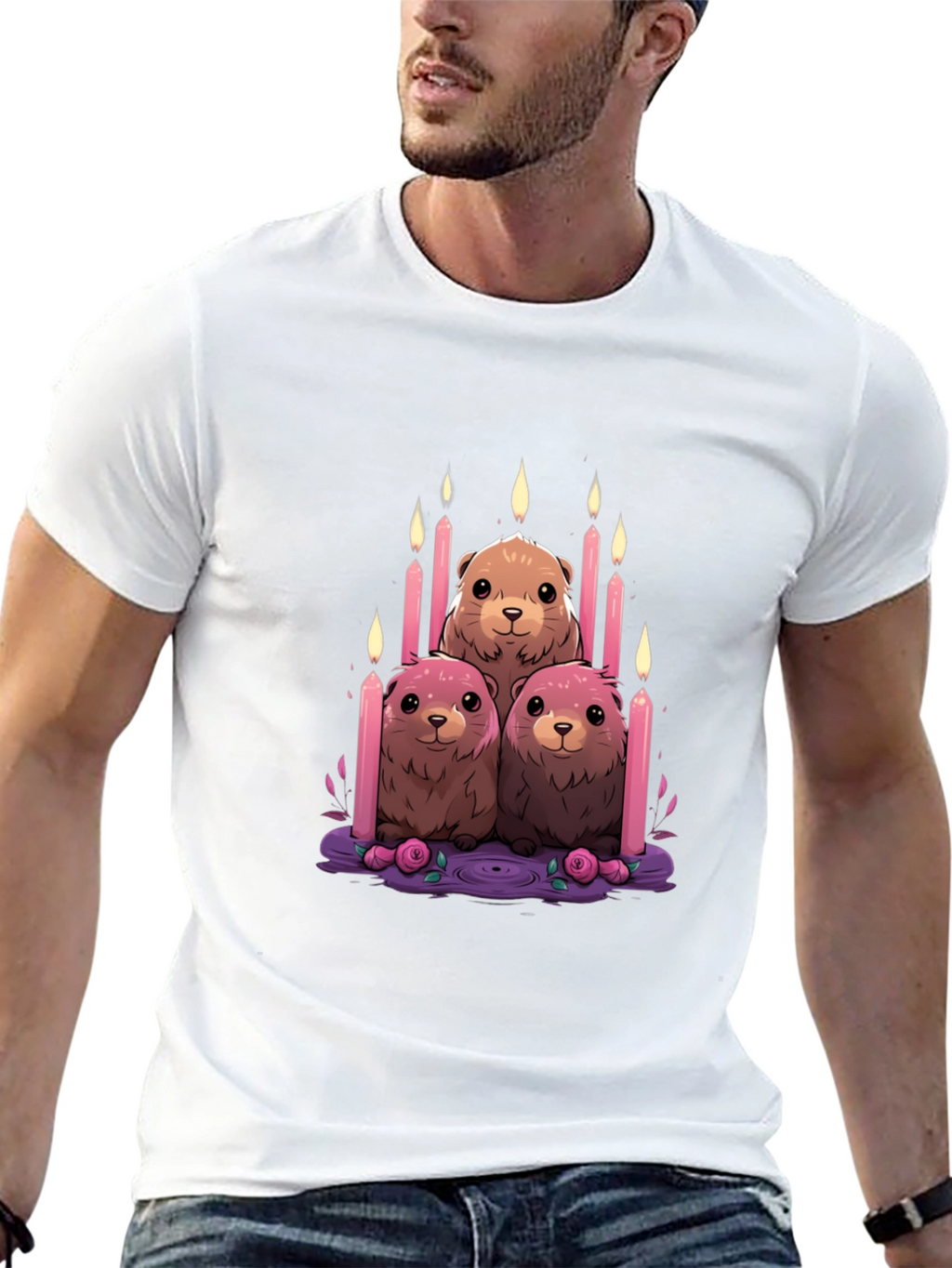 Cute Otter Candle T-Shirt - Unique Design