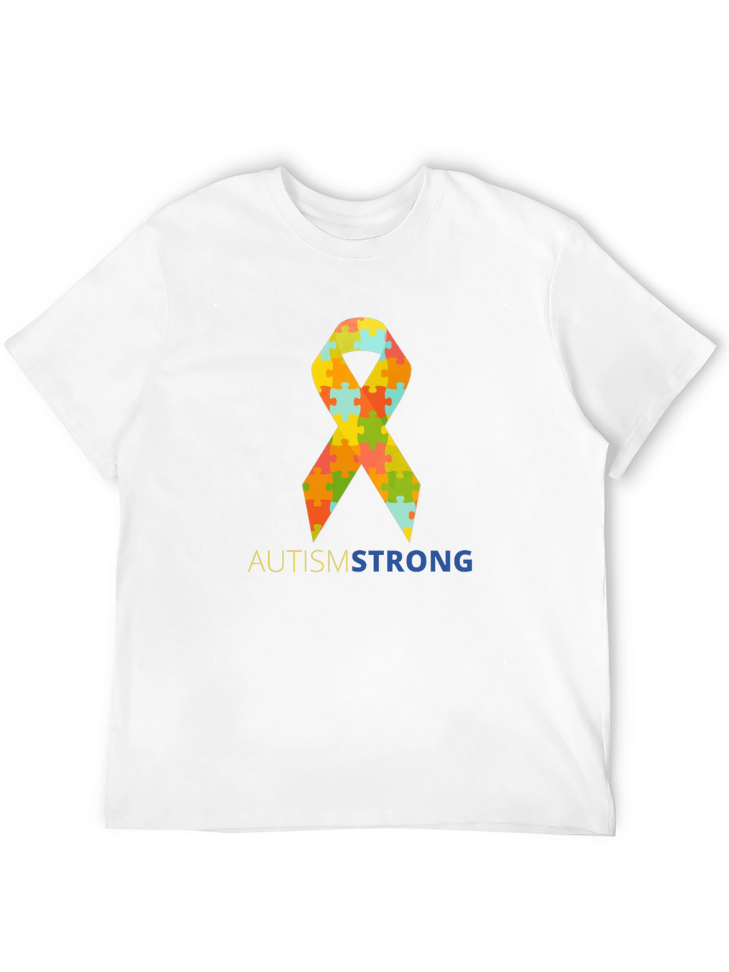 Autism Strong Puzzle Ribbon T-Shirt - Black