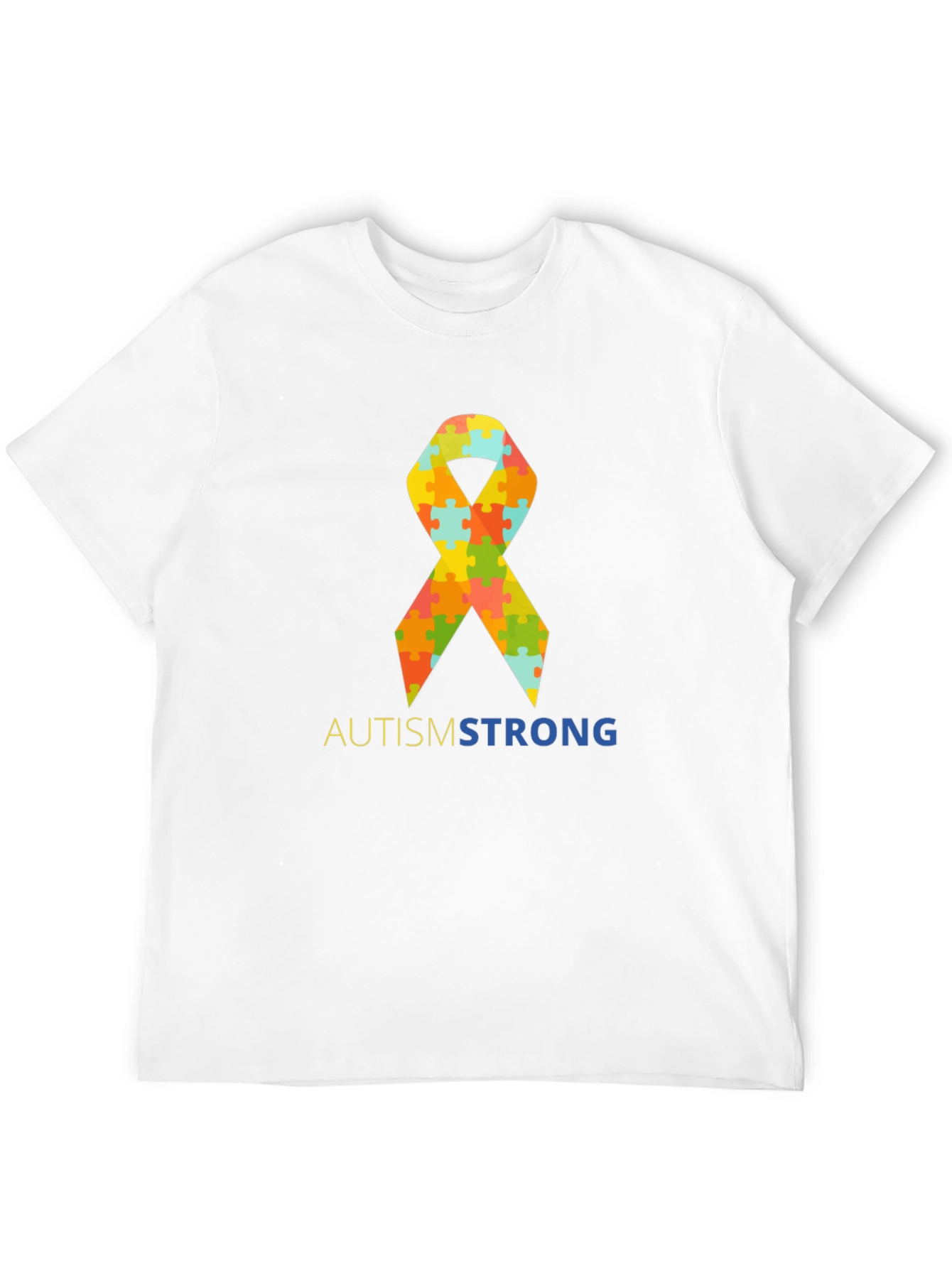 Autism Strong Puzzle Ribbon T-Shirt - Black