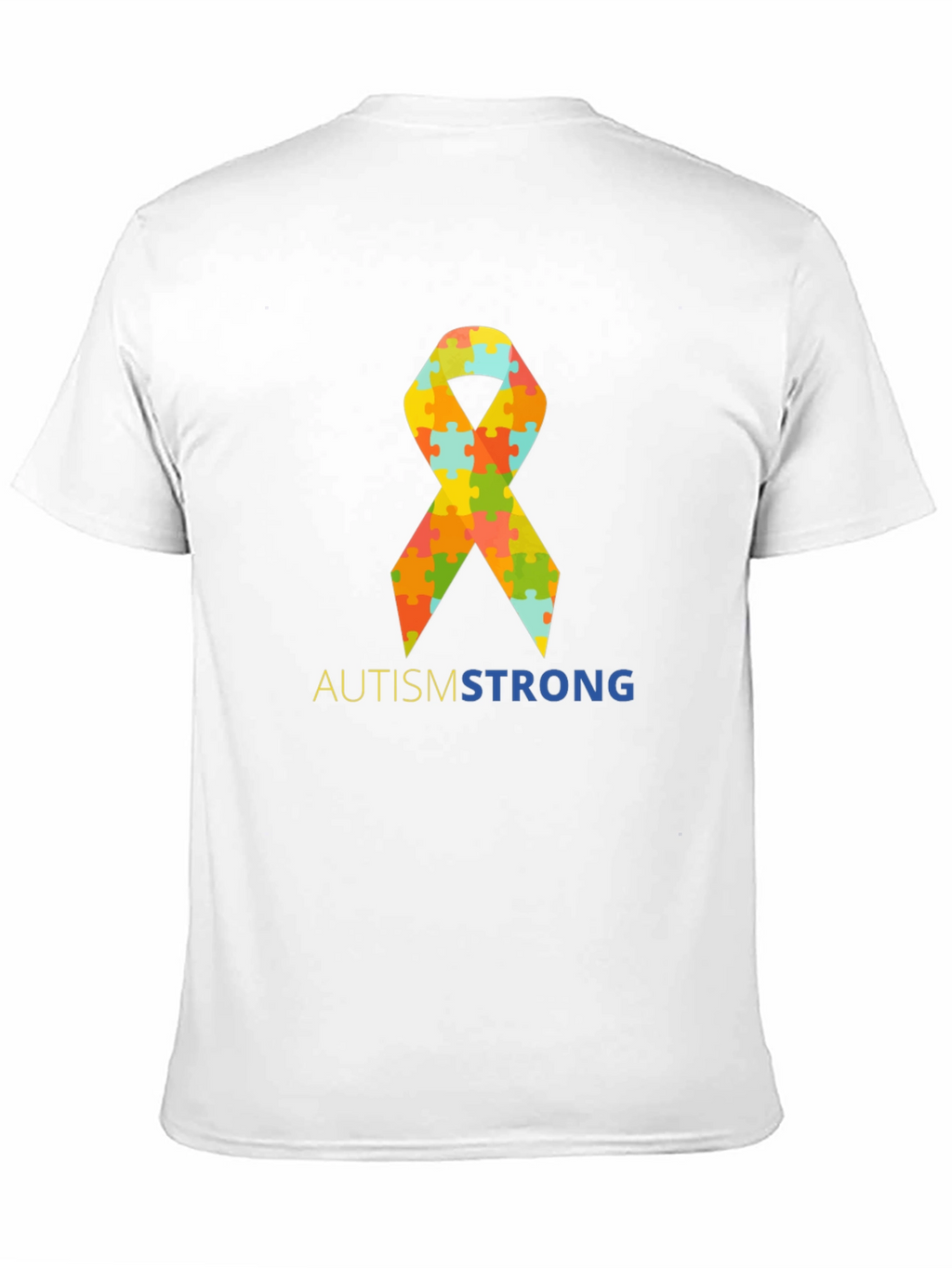 Autism Strong Puzzle Ribbon T-Shirt - Black