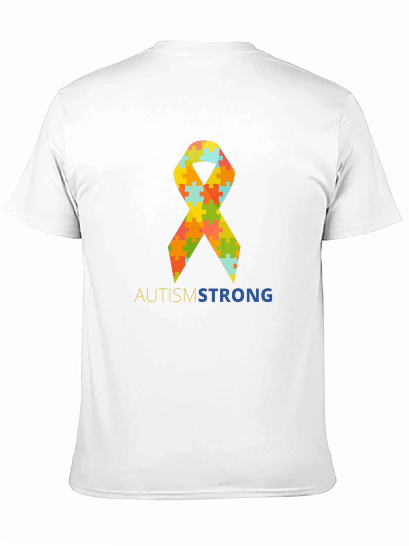 Autism Strong Puzzle Ribbon T-Shirt - Black