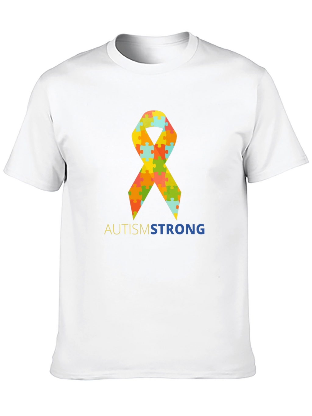 Autism Strong Puzzle Ribbon T-Shirt - Black