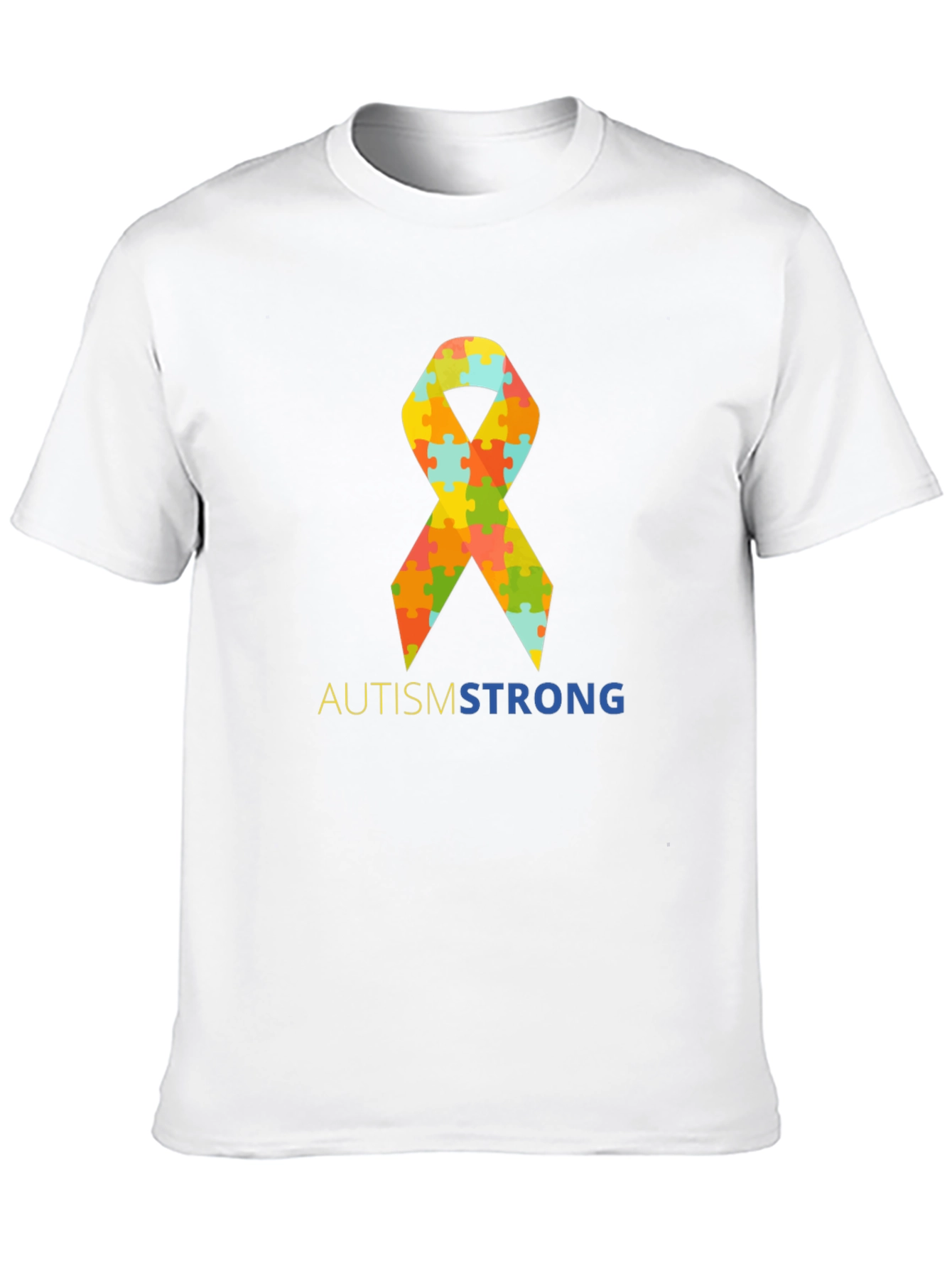 Autism Strong Puzzle Ribbon T-Shirt - Black