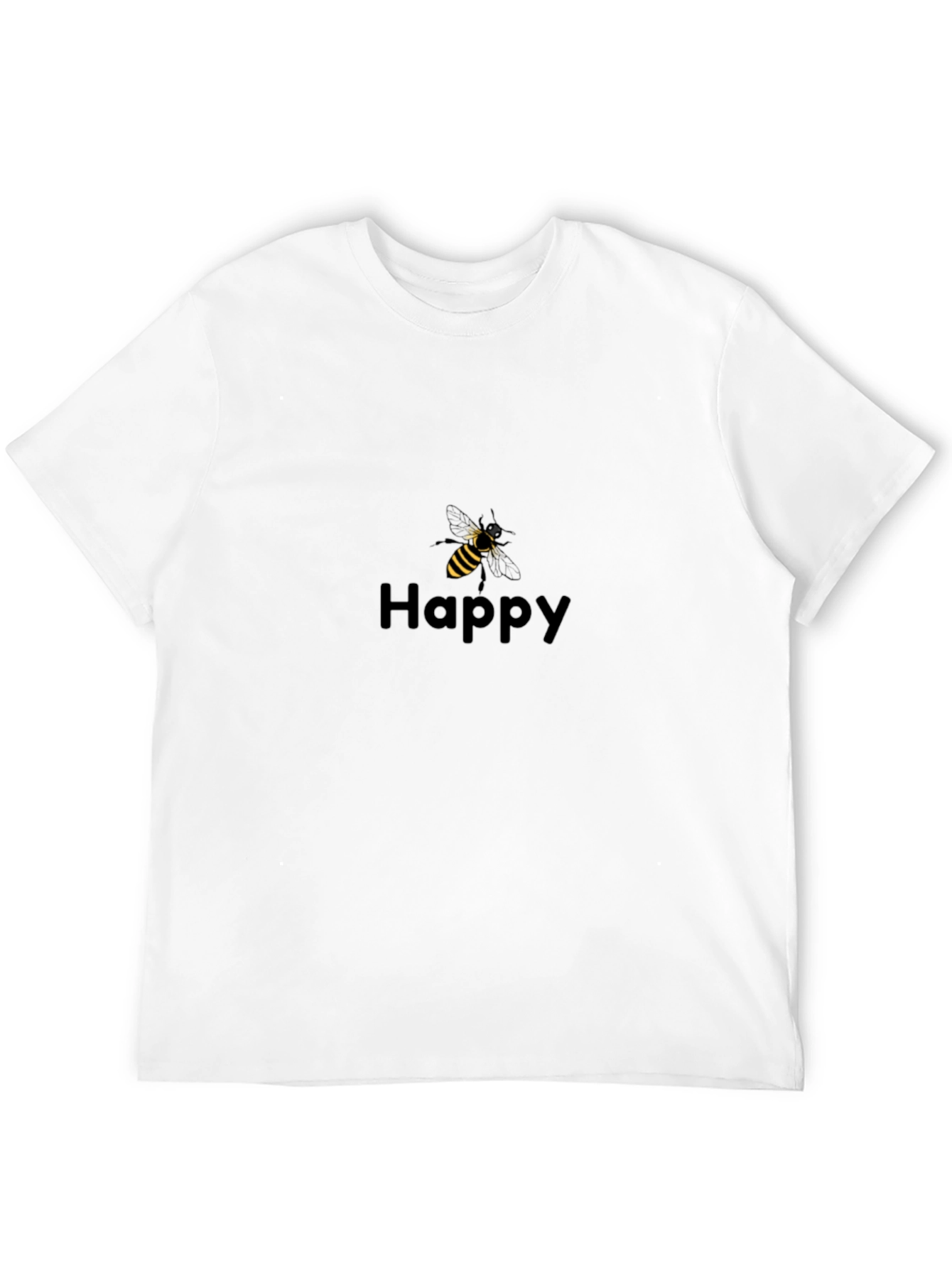 Happy Bee Graphic Tee - Black Cotton Blend Casual Shirt