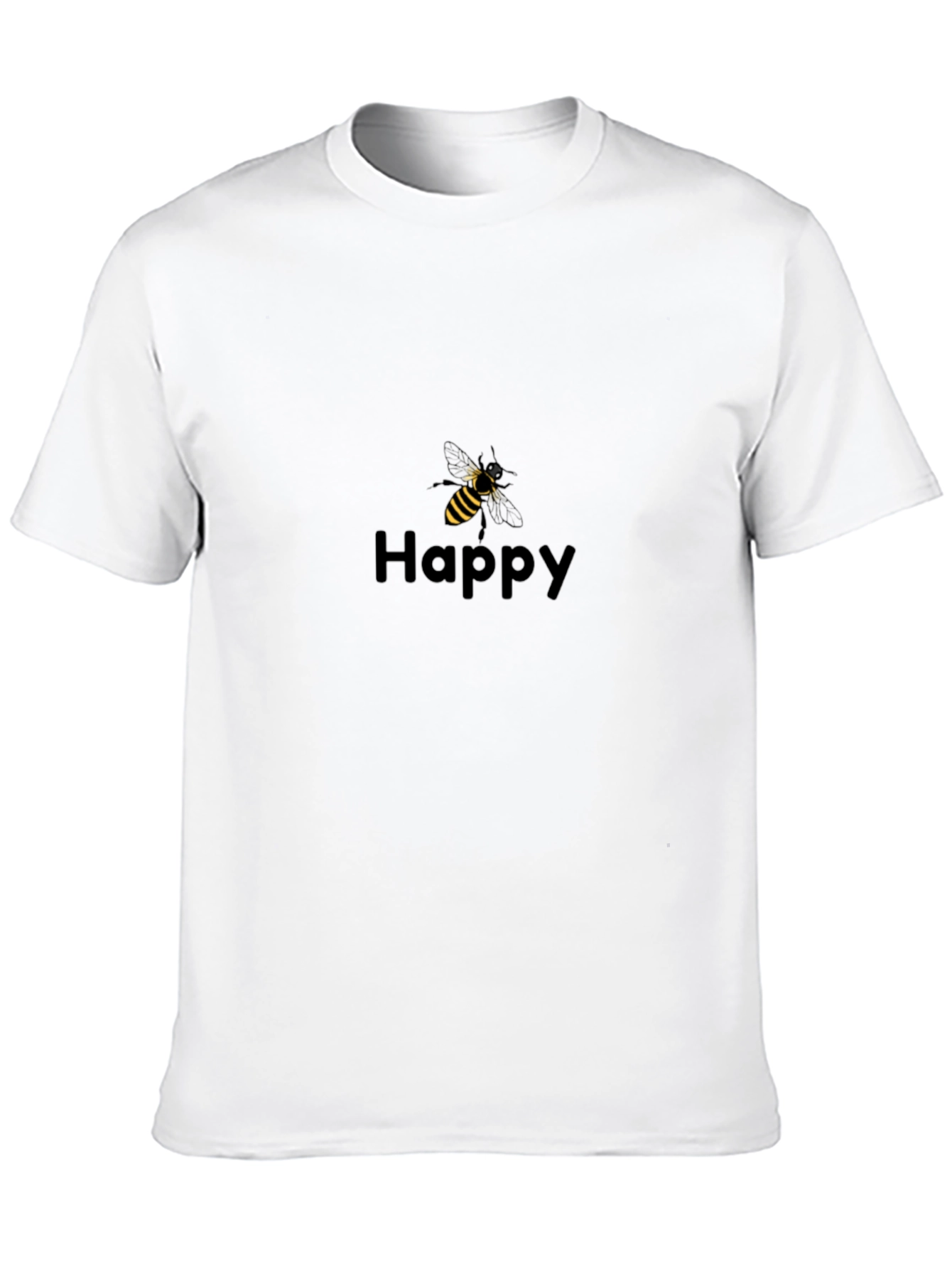 Happy Bee Graphic Tee - Black Cotton Blend Casual Shirt