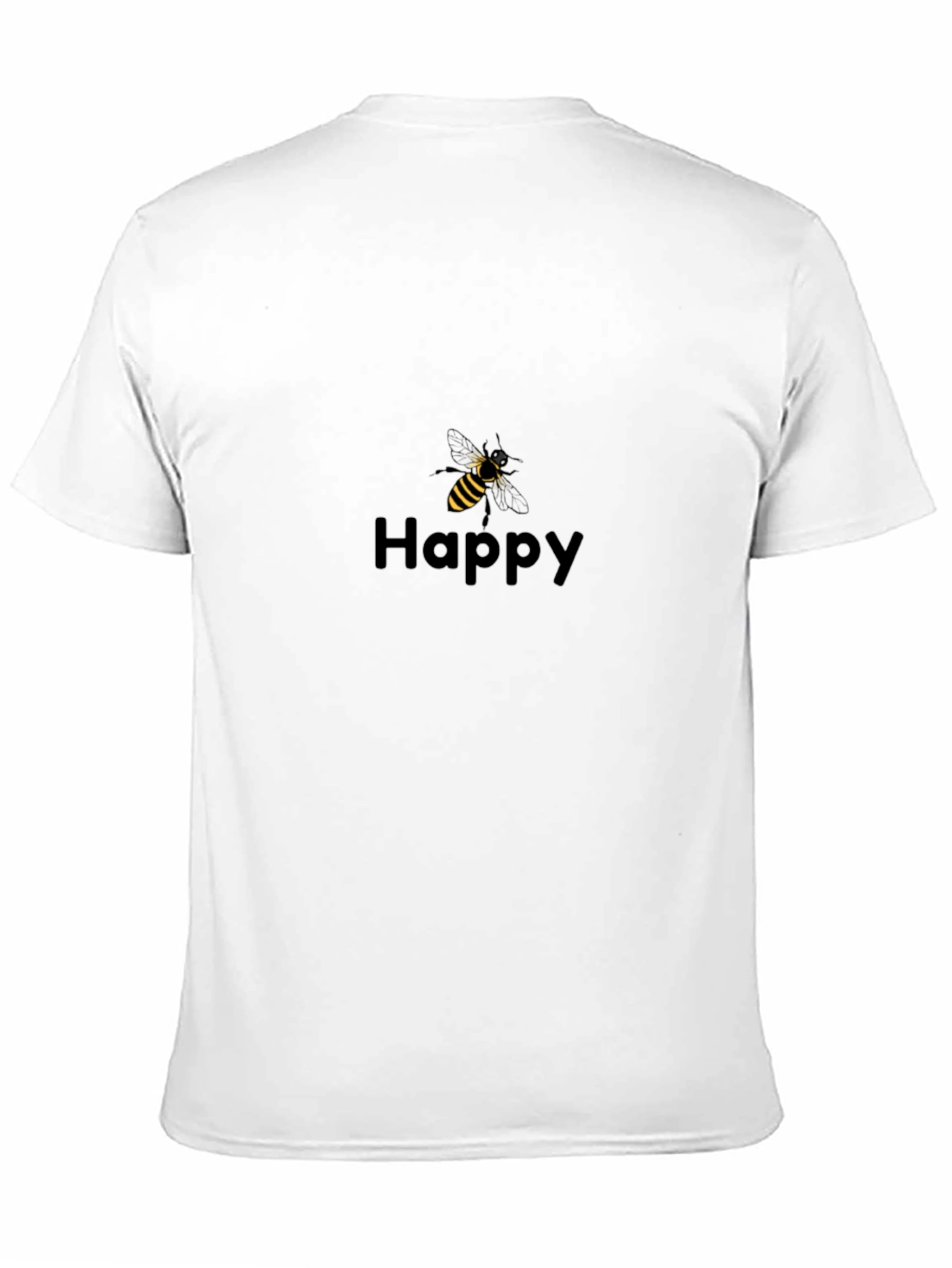 Happy Bee Graphic Tee - Black Cotton Blend Casual Shirt