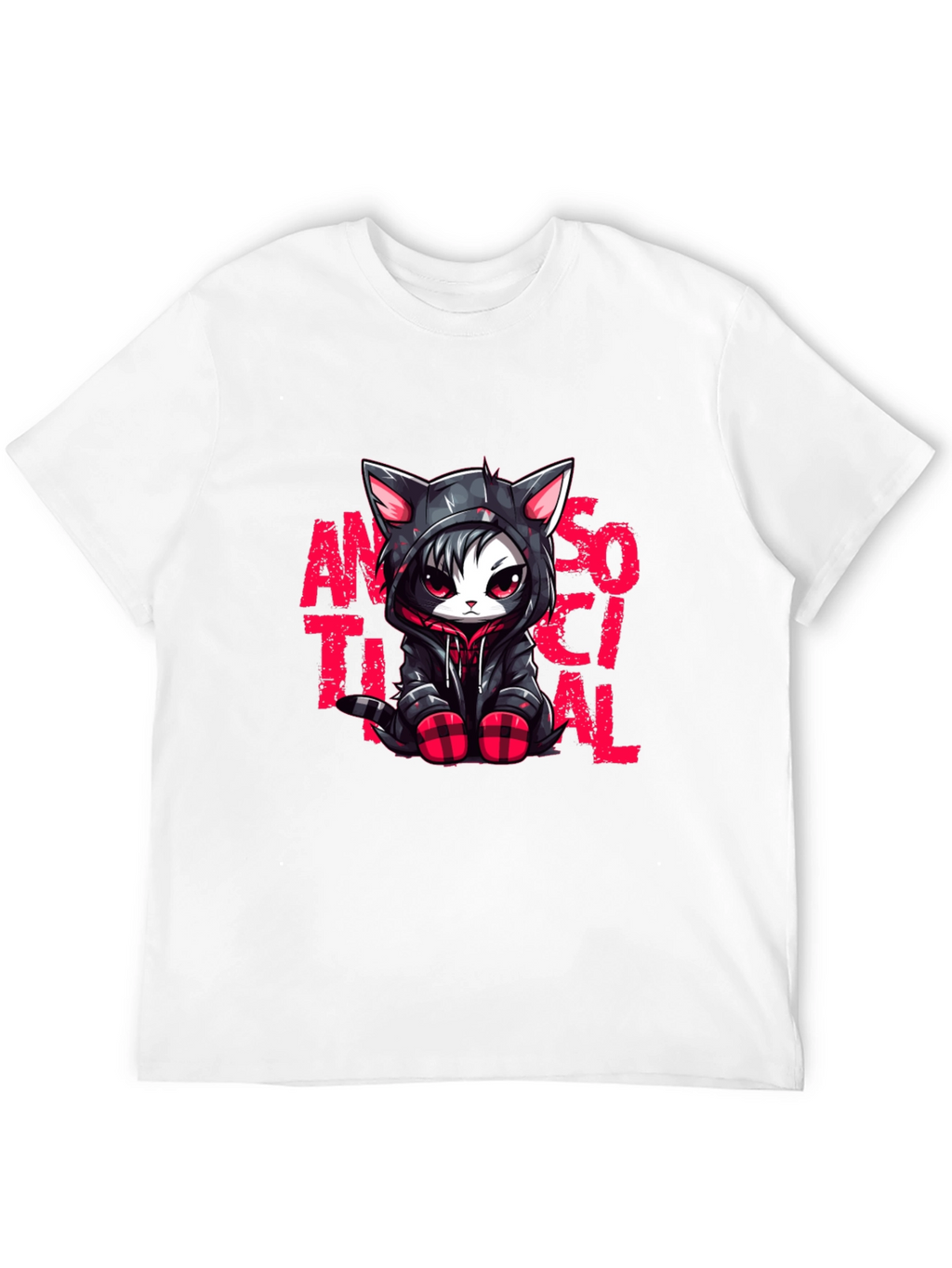 Antisocial Cat Graphic Black T-Shirt