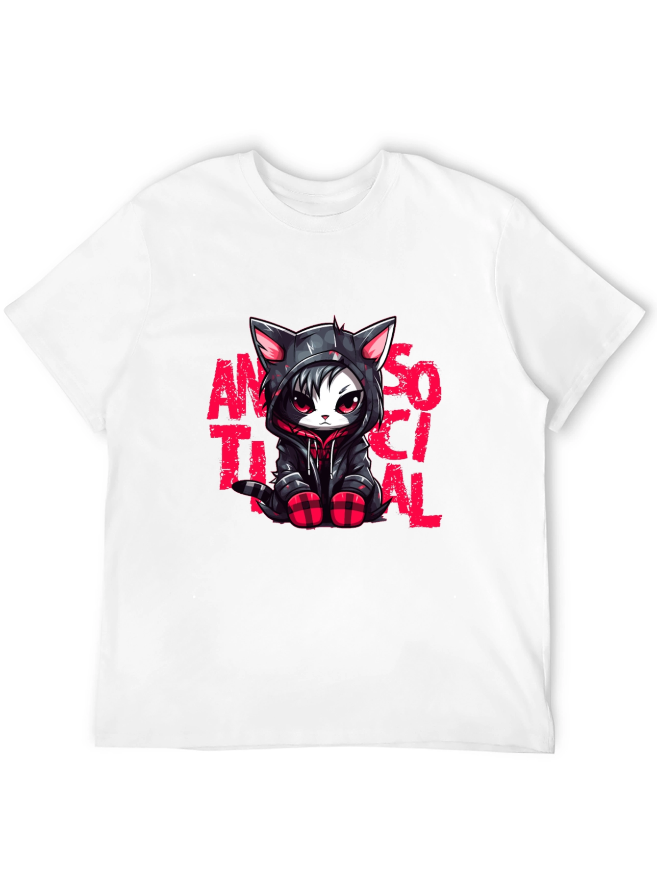 Antisocial Cat Graphic Black T-Shirt