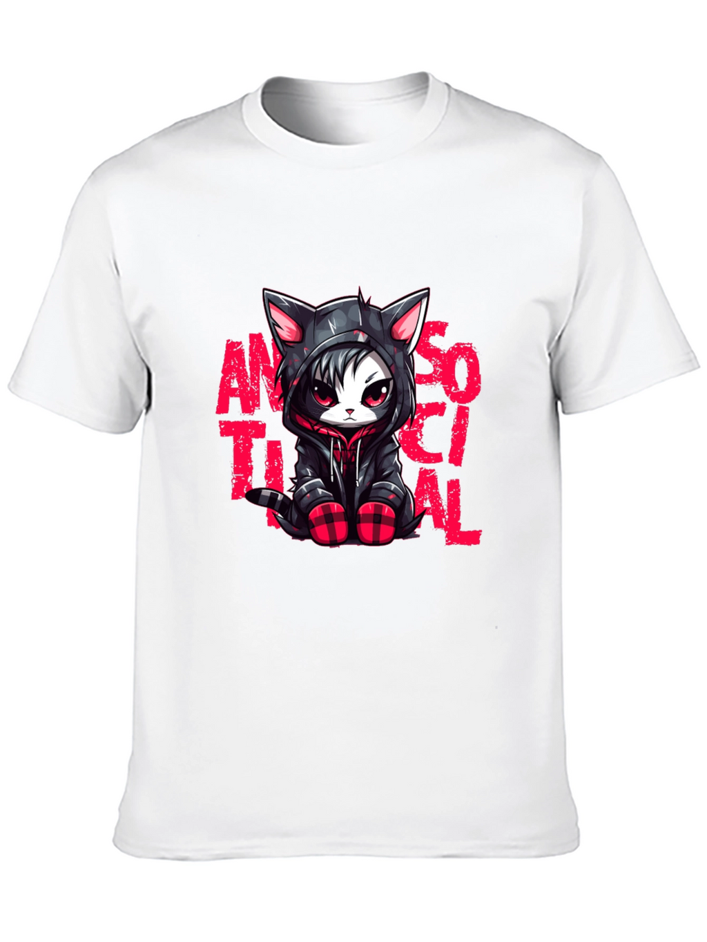 Antisocial Cat Graphic Black T-Shirt