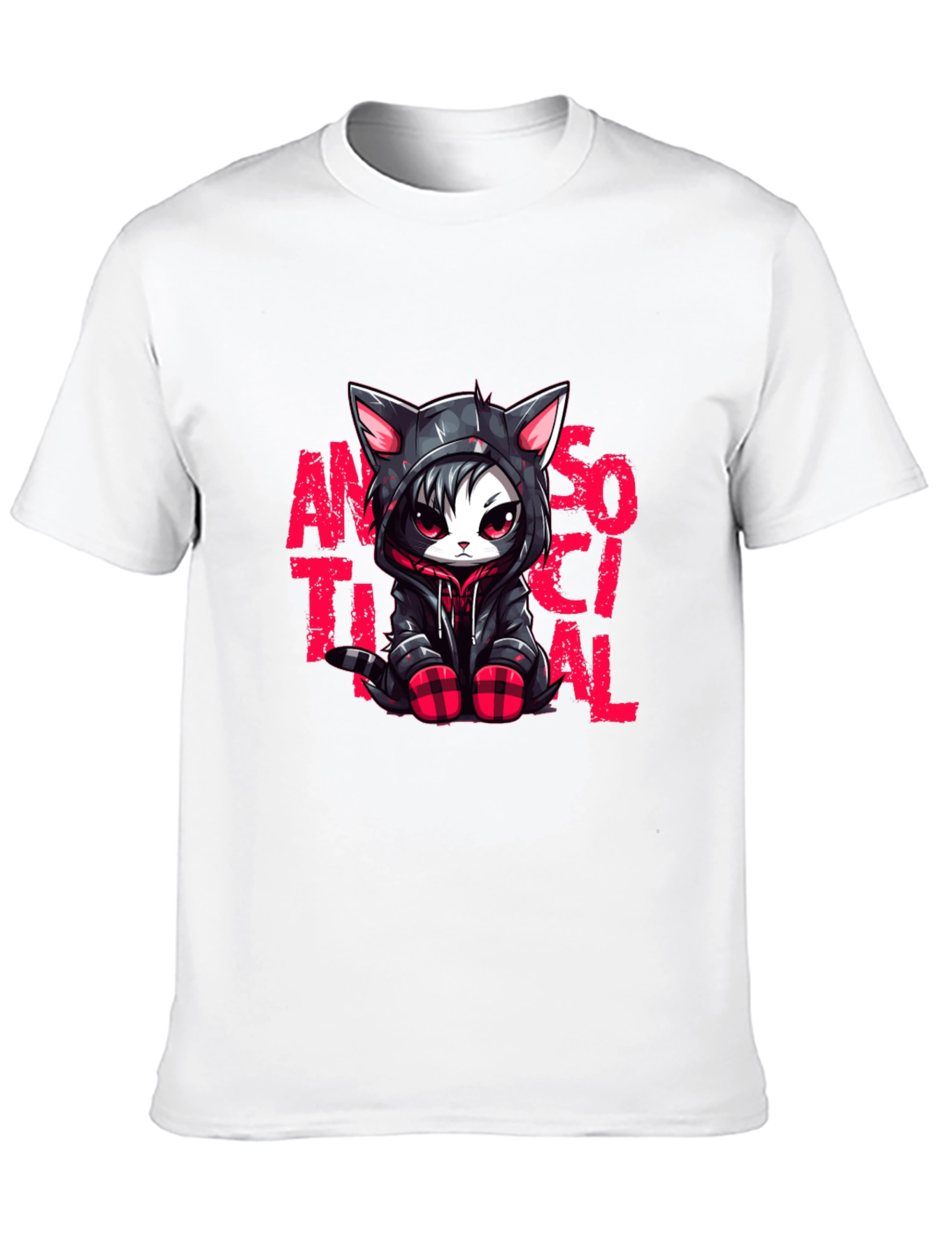 Antisocial Cat Graphic Black T-Shirt