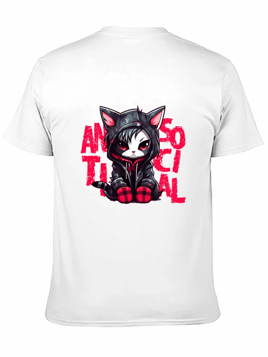 Antisocial Cat Graphic Black T-Shirt