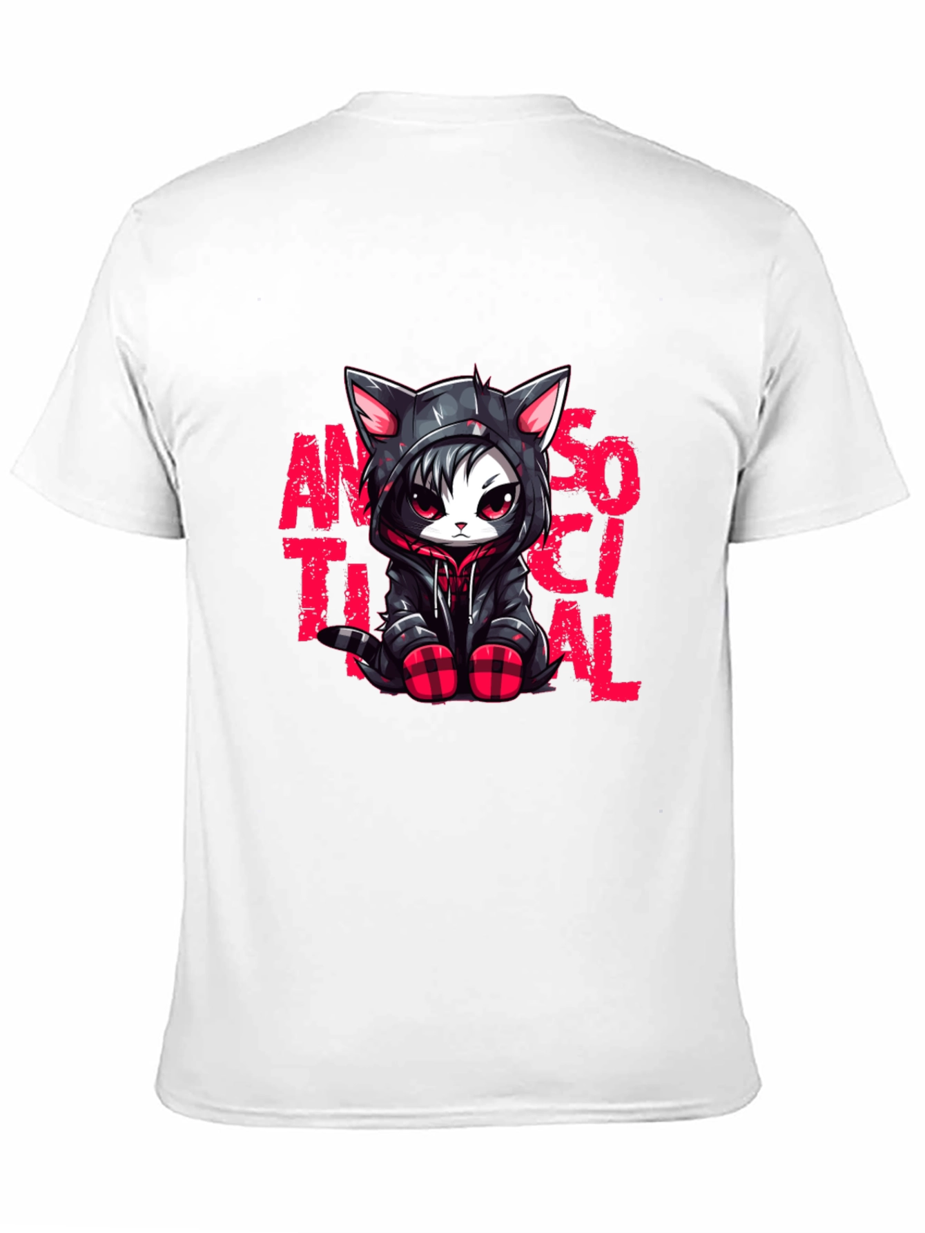 Antisocial Cat Graphic Black T-Shirt