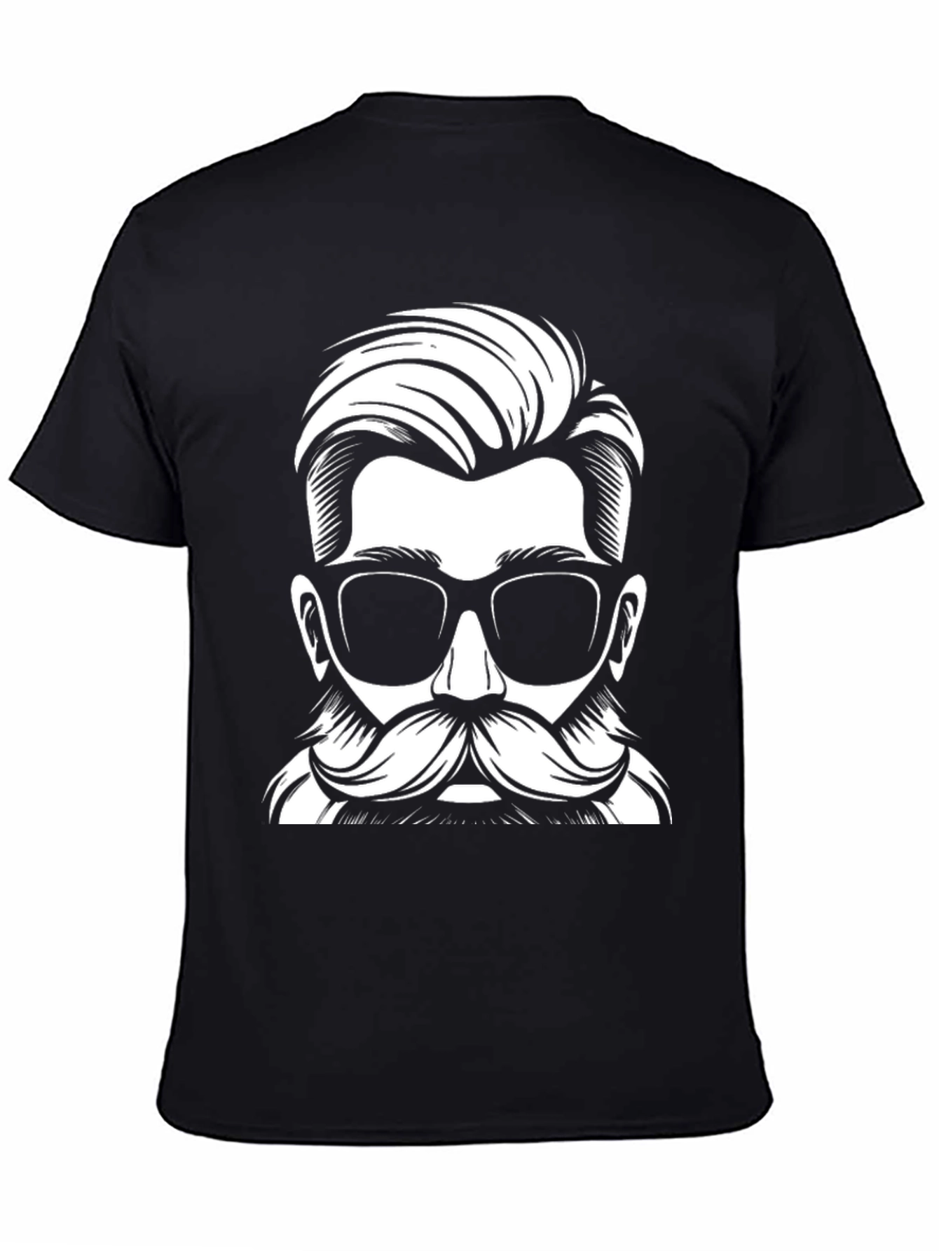 Cool Hipster Mustache Graphic T-Shirt - Black Cotton