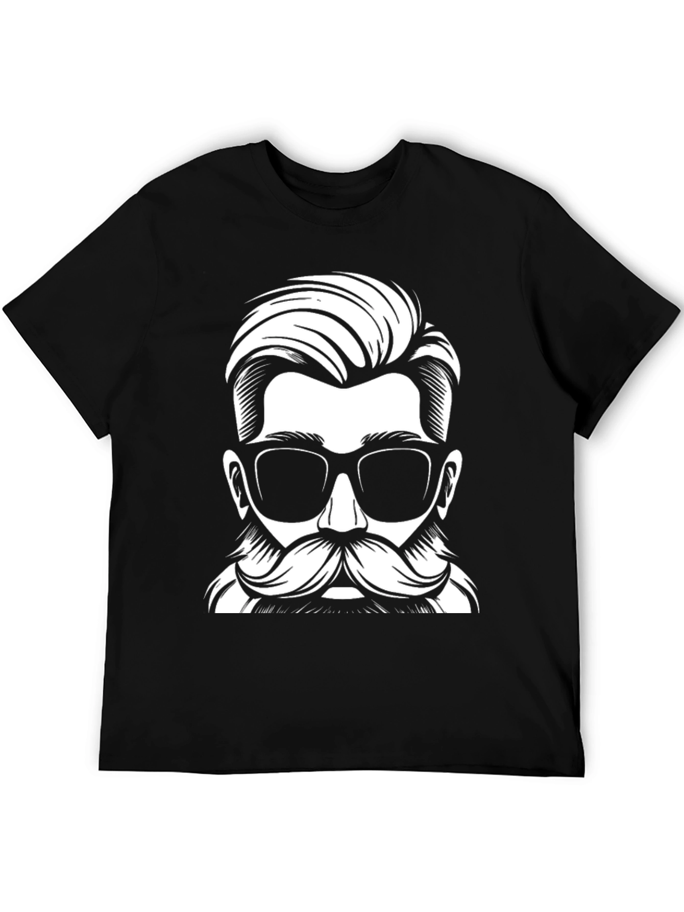 Cool Hipster Mustache Graphic T-Shirt - Black Cotton