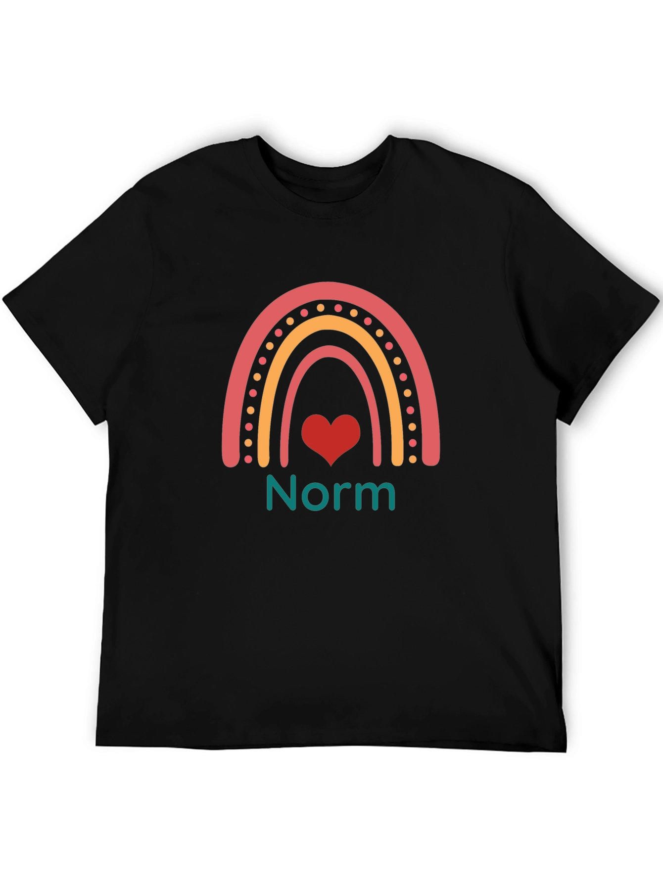 Norm Rainbow Heart Graphic Tee - Black