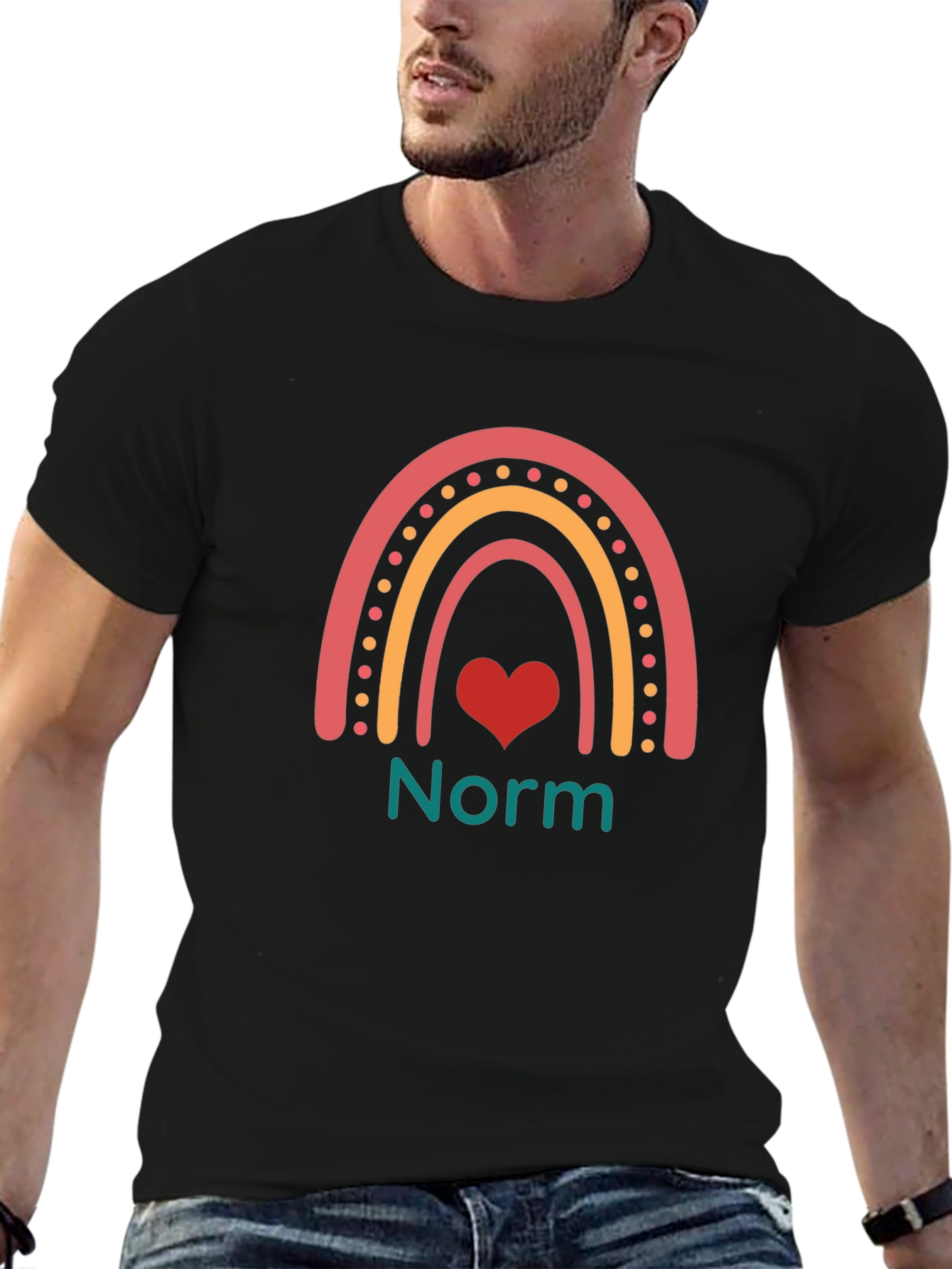 Norm Rainbow Heart Graphic Tee - Black