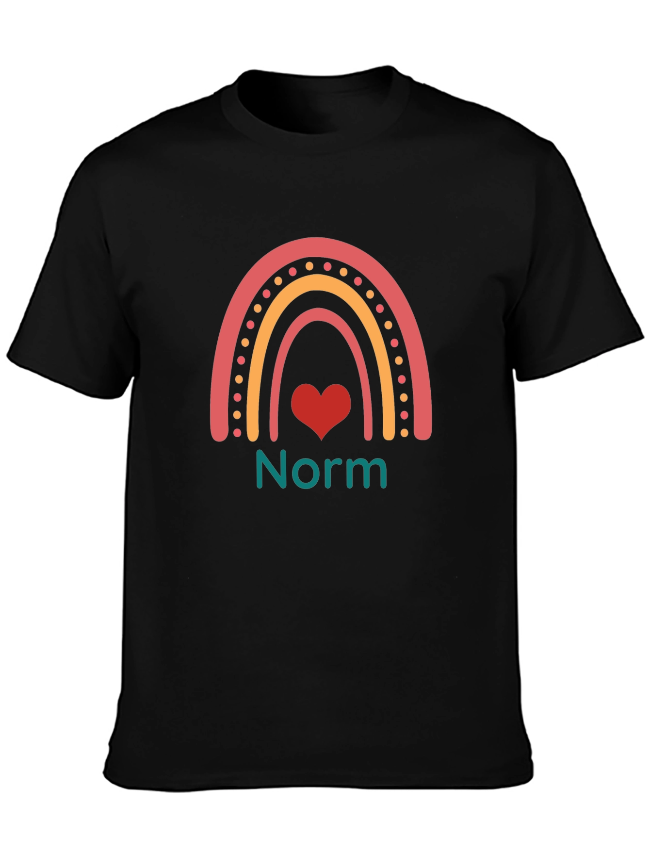 Norm Rainbow Heart Graphic Tee - Black