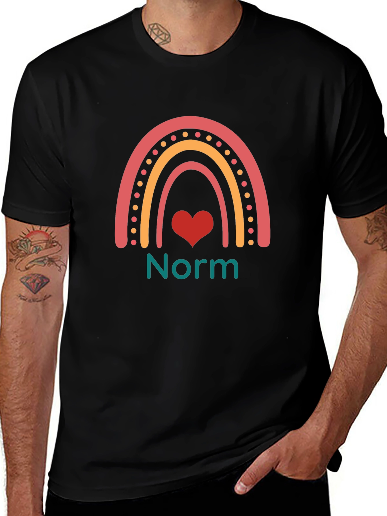 Norm Rainbow Heart Graphic Tee - Black