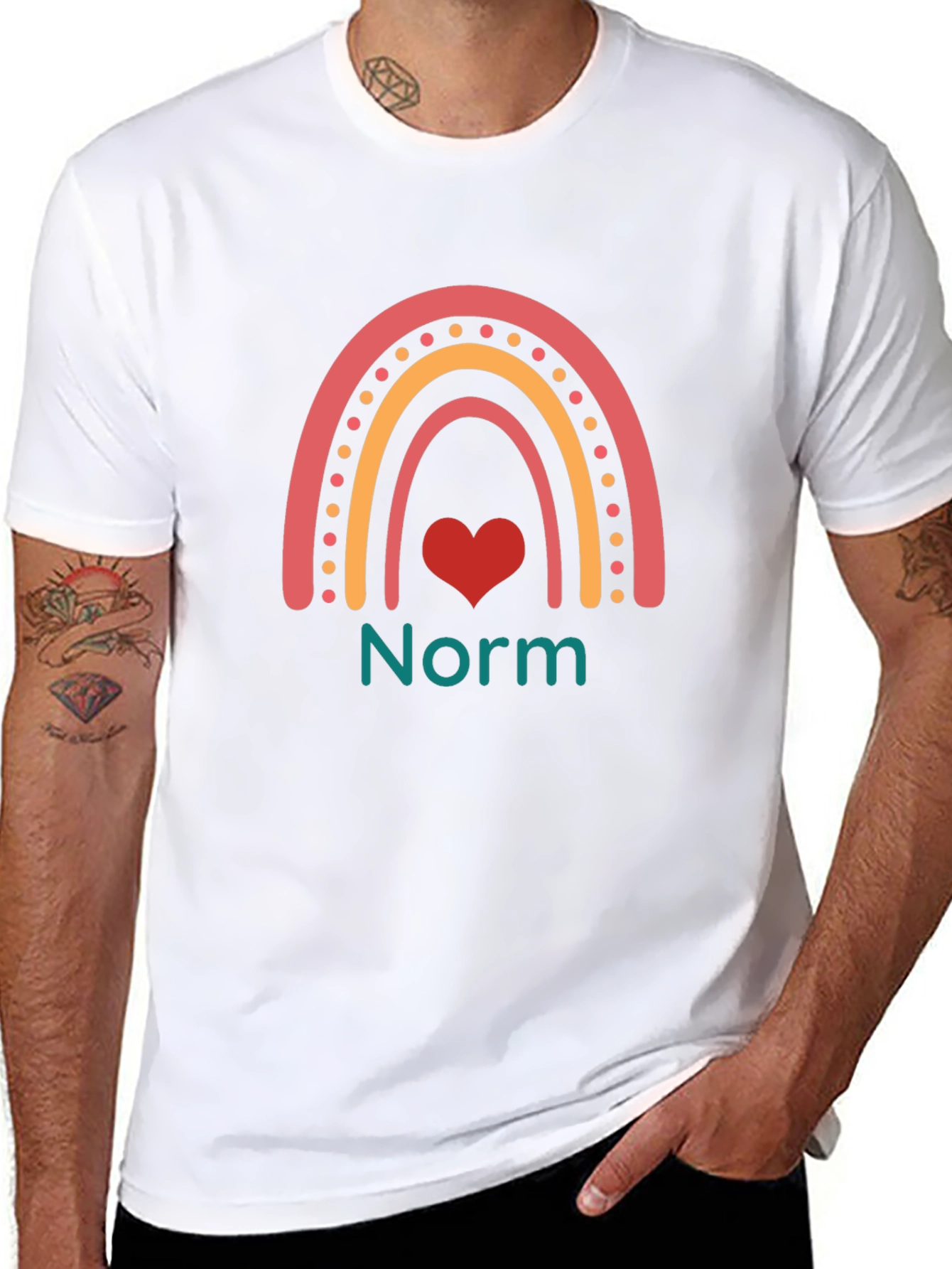 Norm Rainbow Heart Graphic Tee - Black