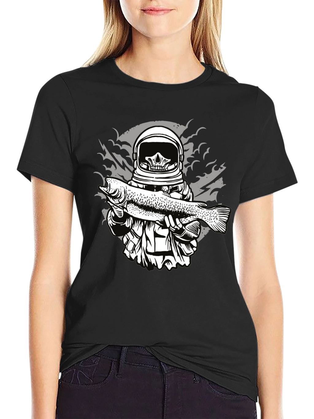 Astronaut Skull Fishing T-Shirt