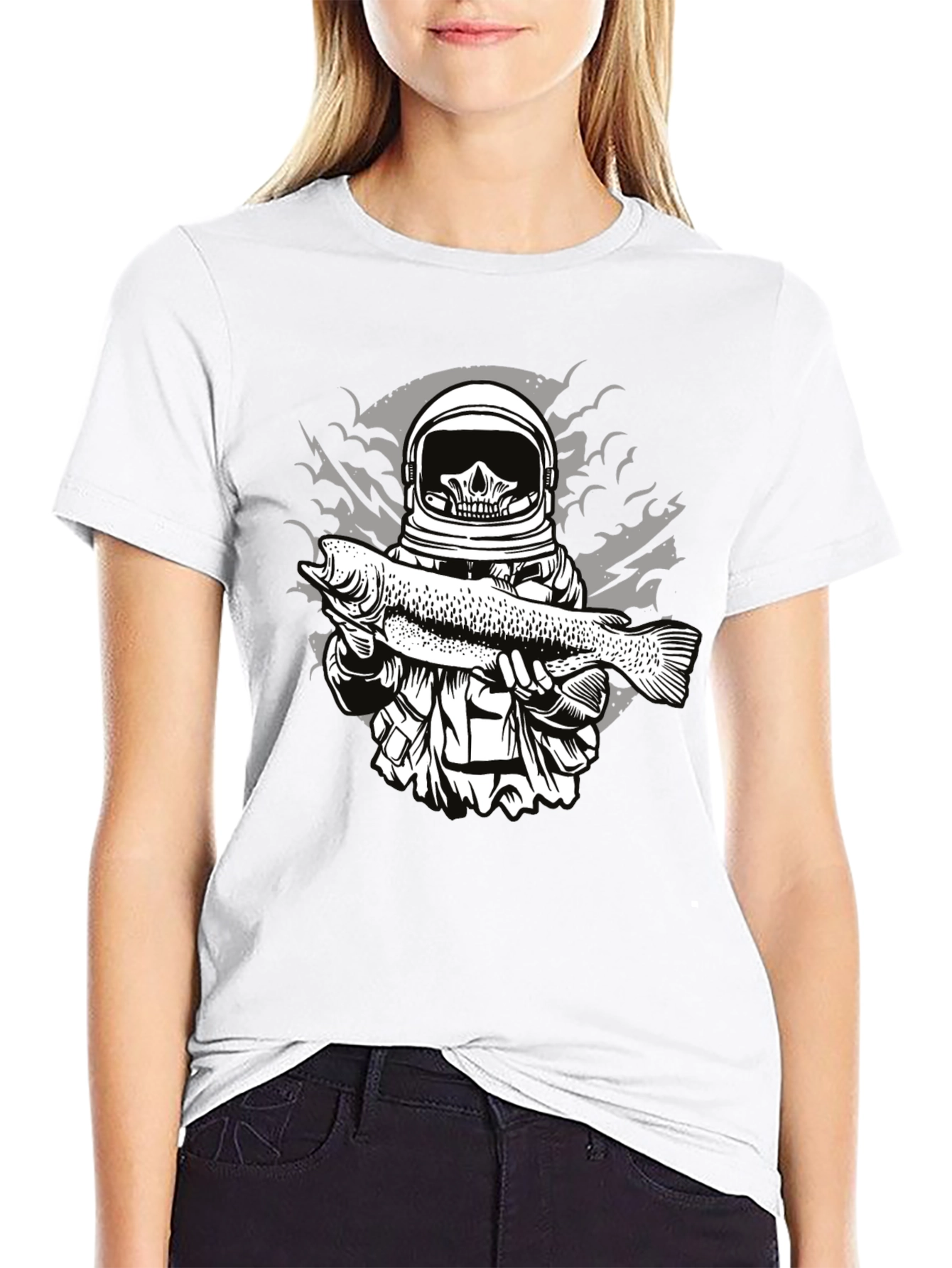 Astronaut Skull Fishing T-Shirt