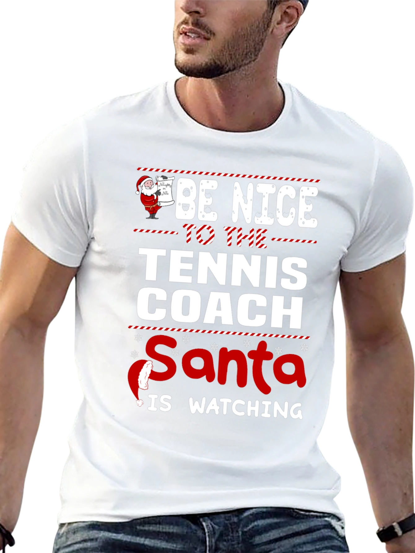 Be Nice to the Tennis Coach - Santa is Watching T-Shirt