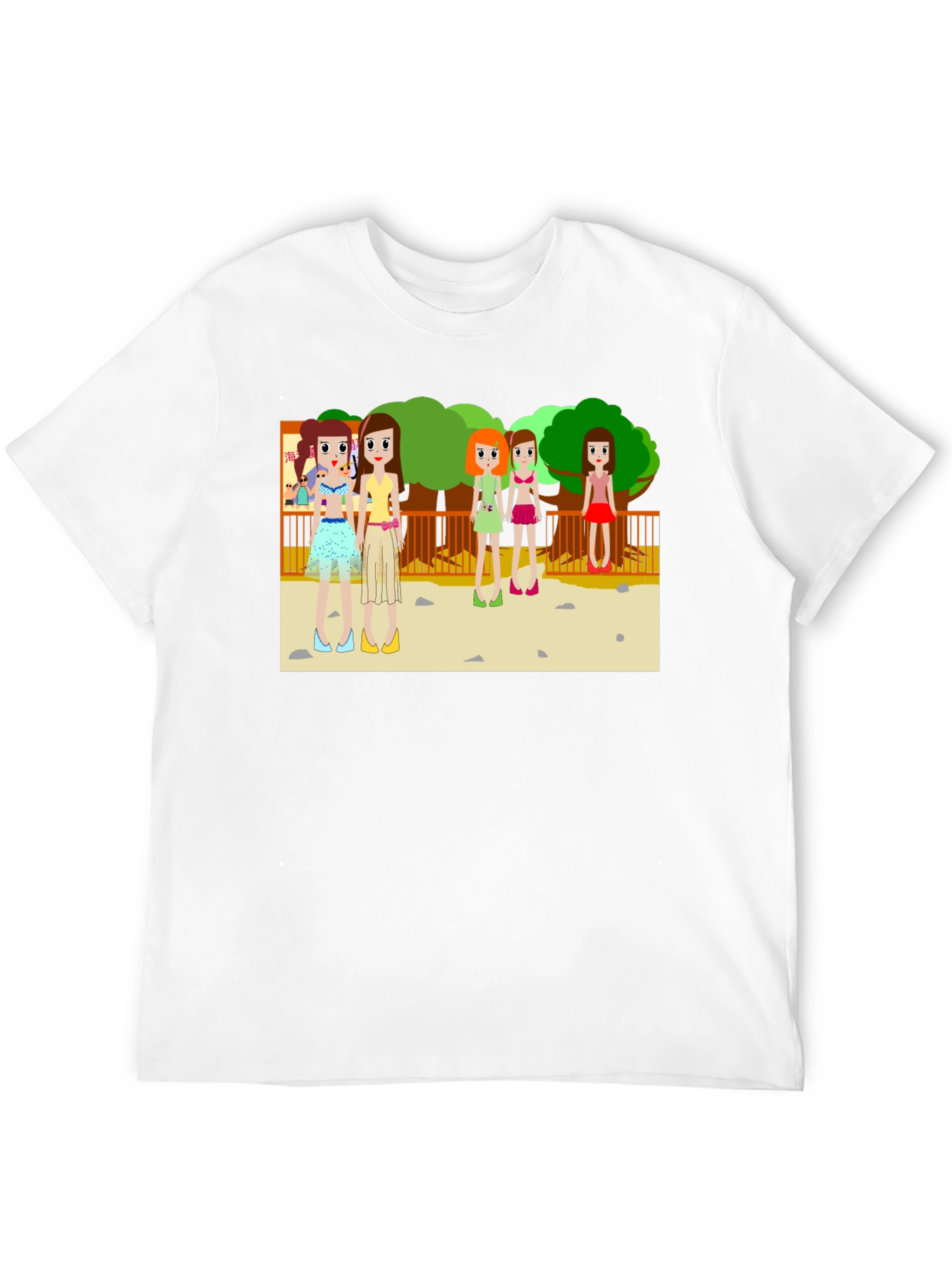 Cartoon Girls Graphic Black T-Shirt