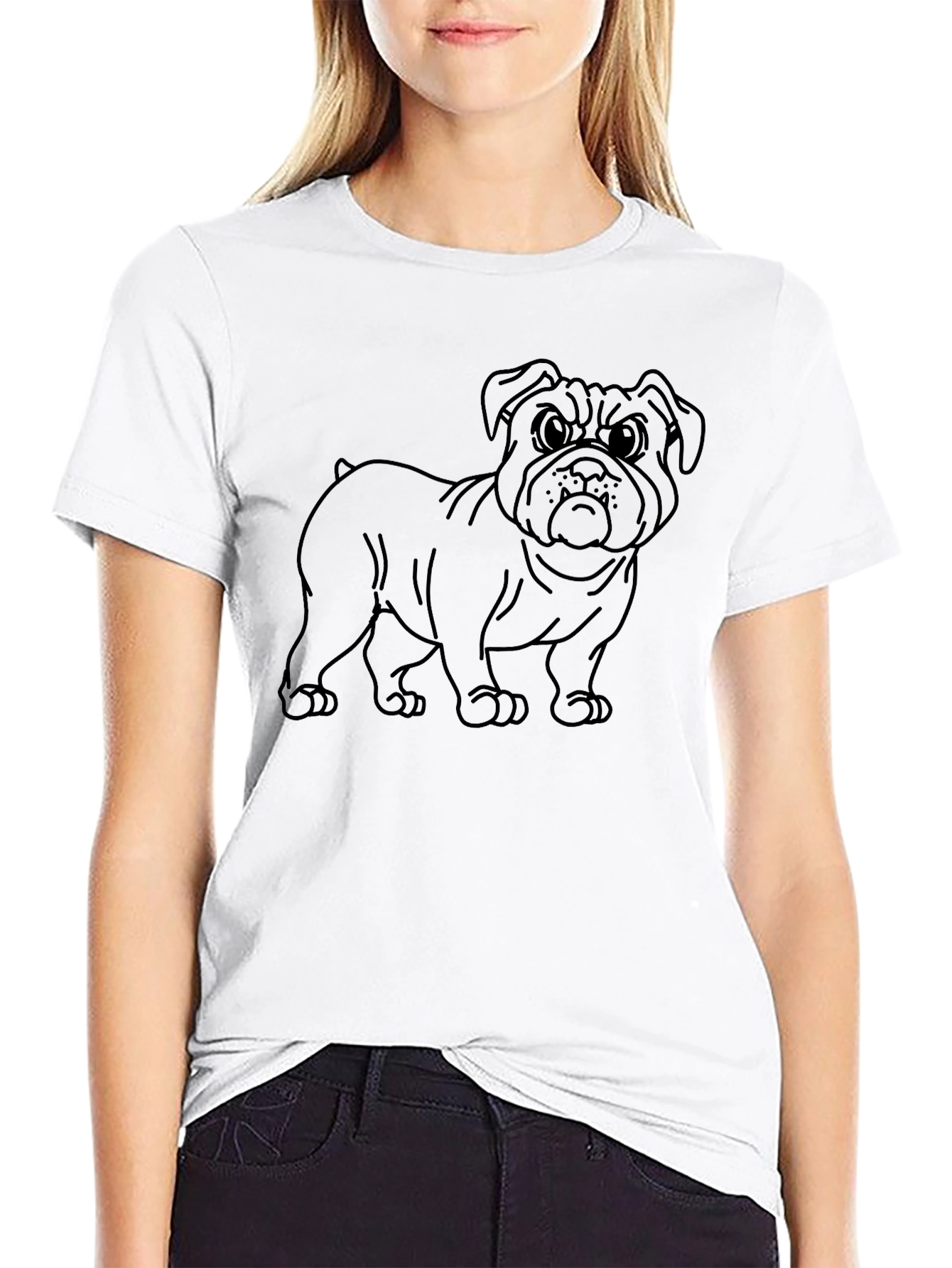 Bulldog Graphic Tee - Mens Black Crew Neck Shirt