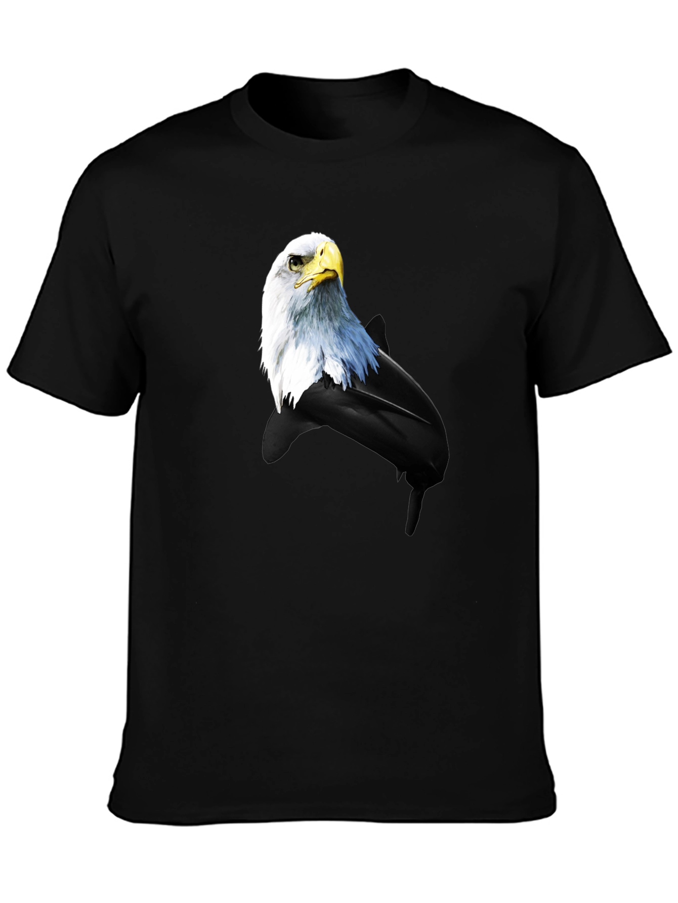 Eagle and Dolphin Graphic Tee - Black Cotton Blend