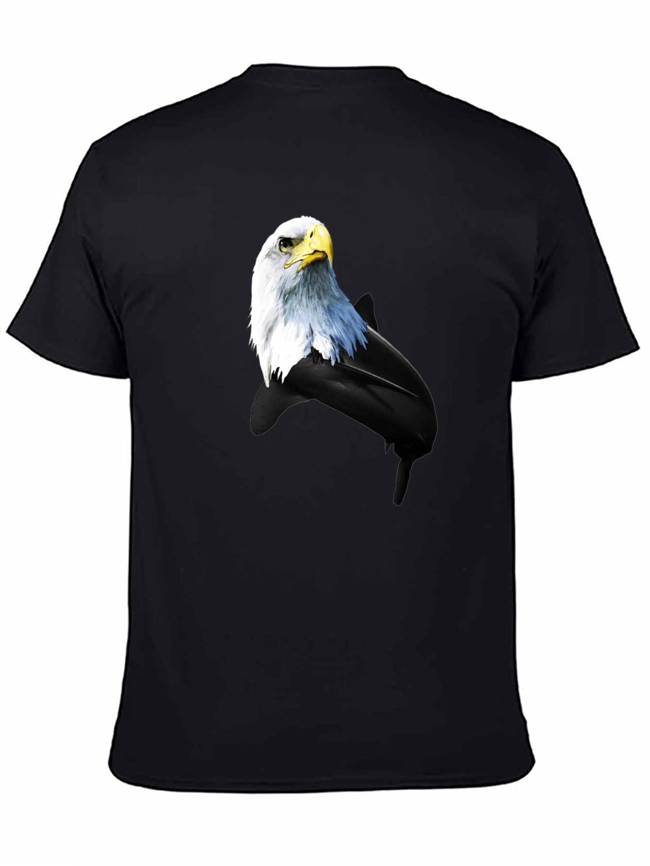Eagle and Dolphin Graphic Tee - Black Cotton Blend
