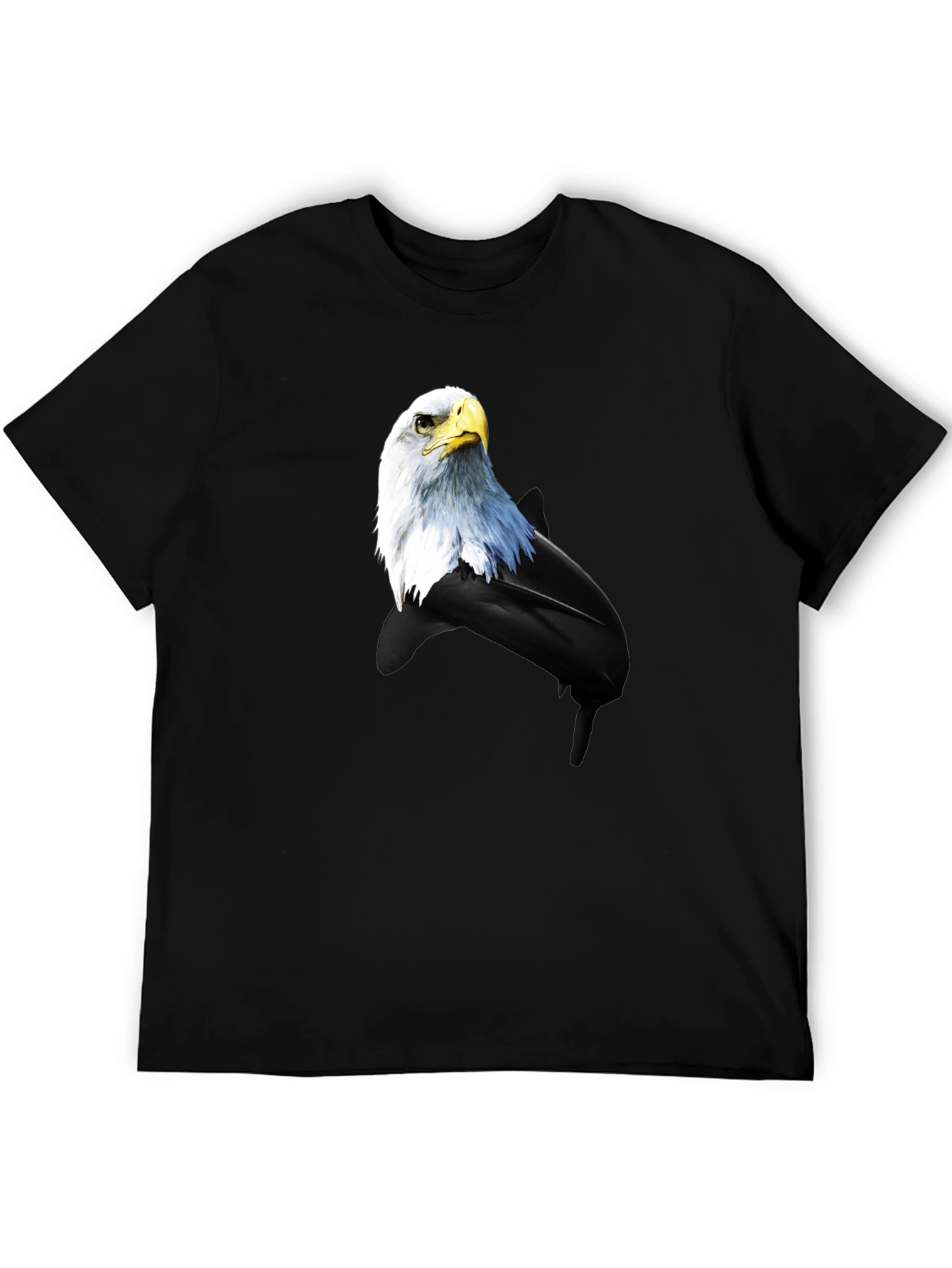 Eagle and Dolphin Graphic Tee - Black Cotton Blend