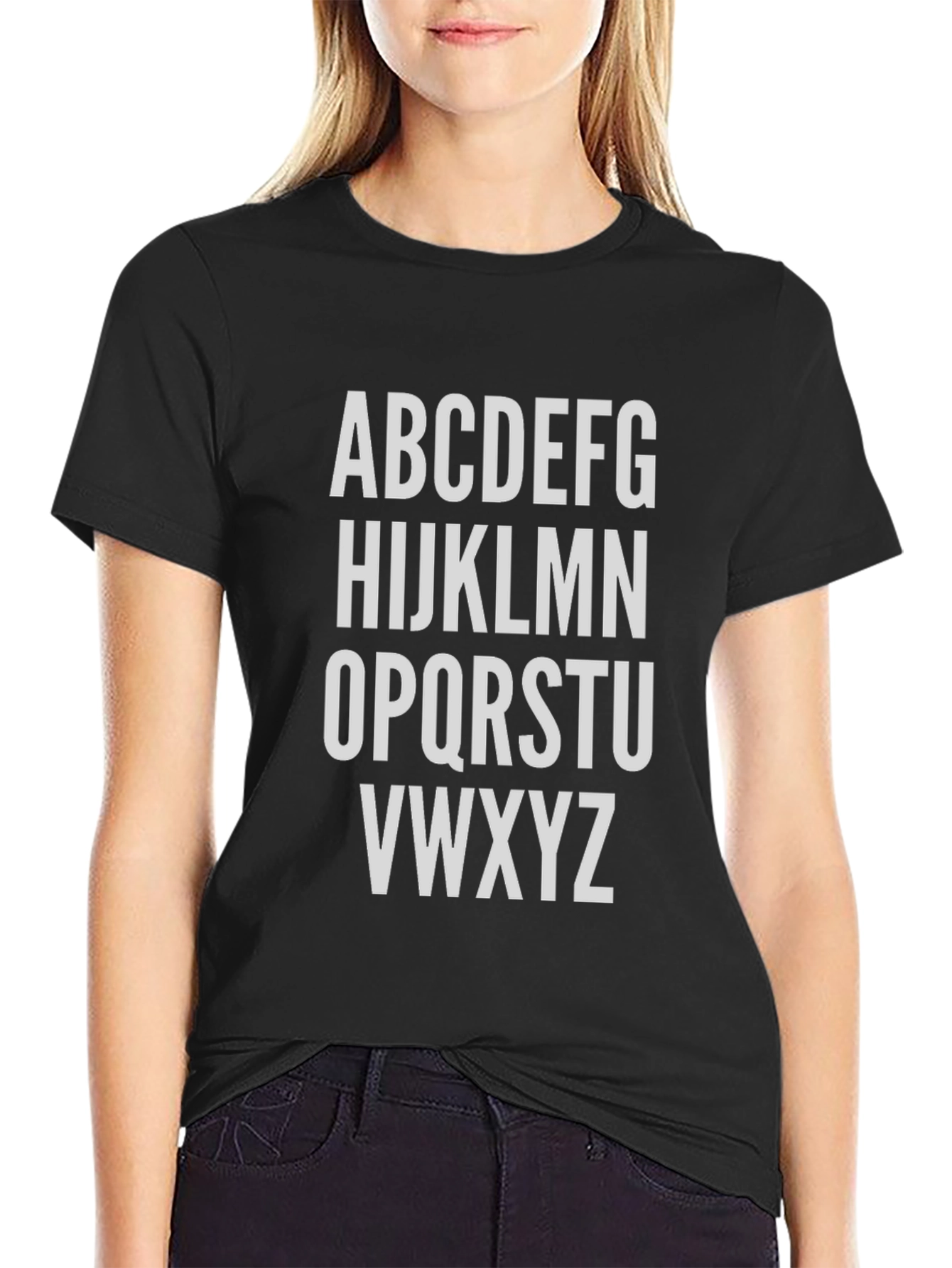 Alphabet Tee: Classic Black Cotton Blend Shirt