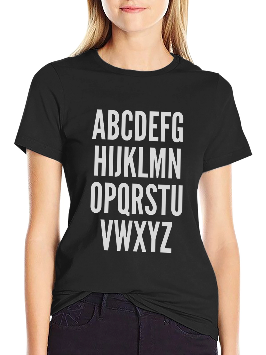Alphabet Tee: Classic Black Cotton Blend Shirt
