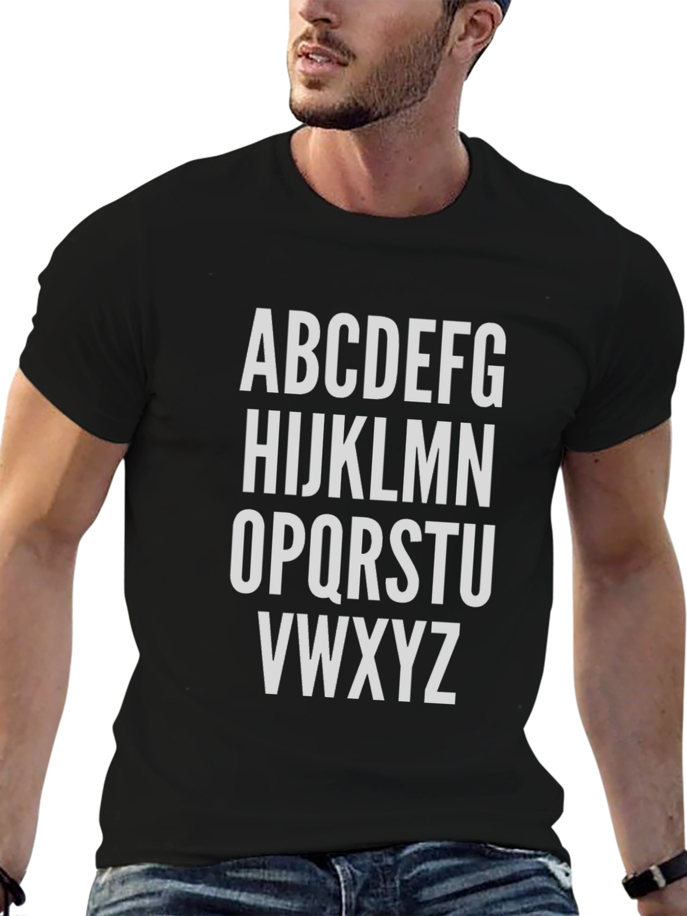 Alphabet Tee: Classic Black Cotton Blend Shirt