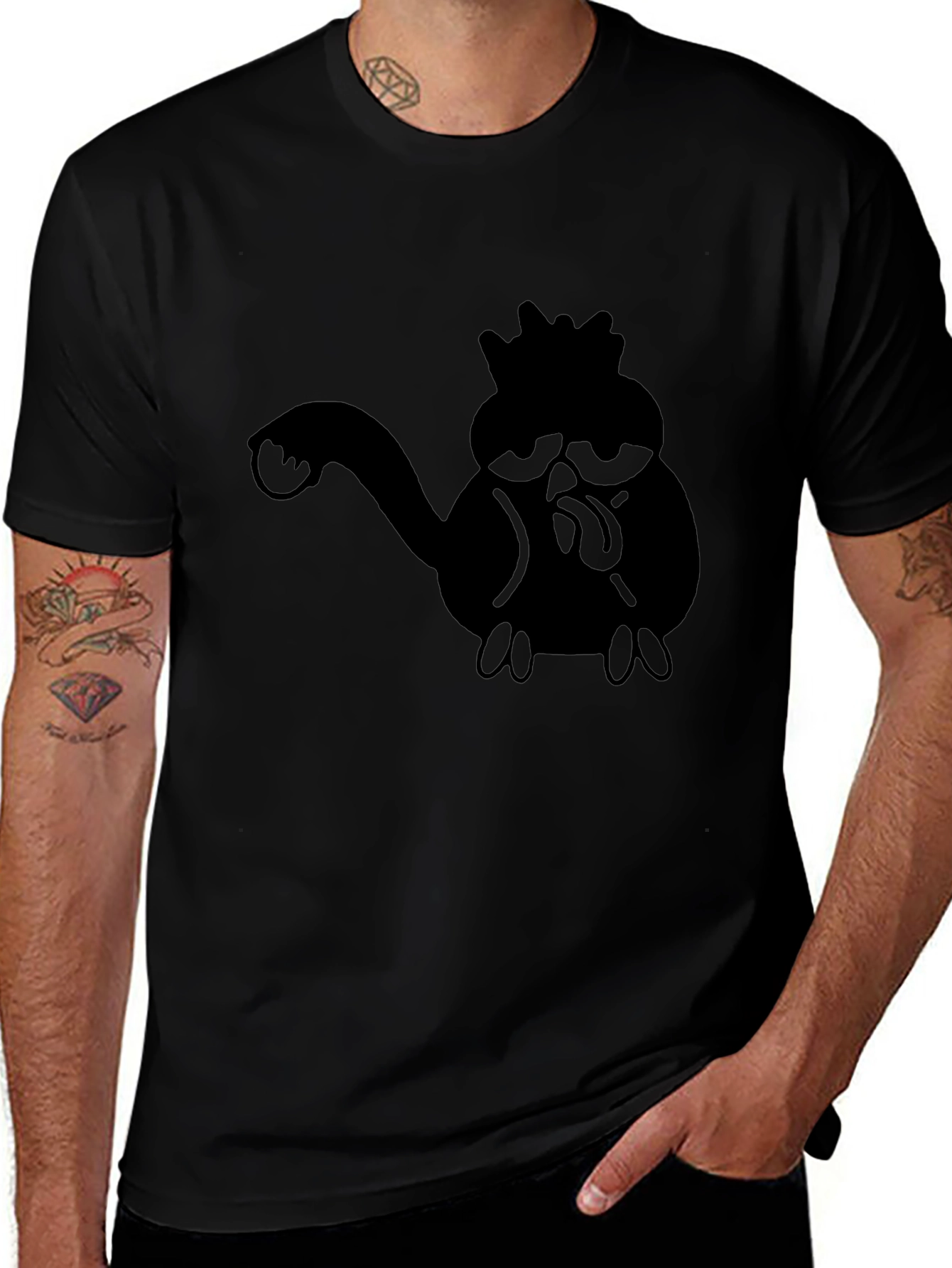 Black Graphic Tee - Funny Character