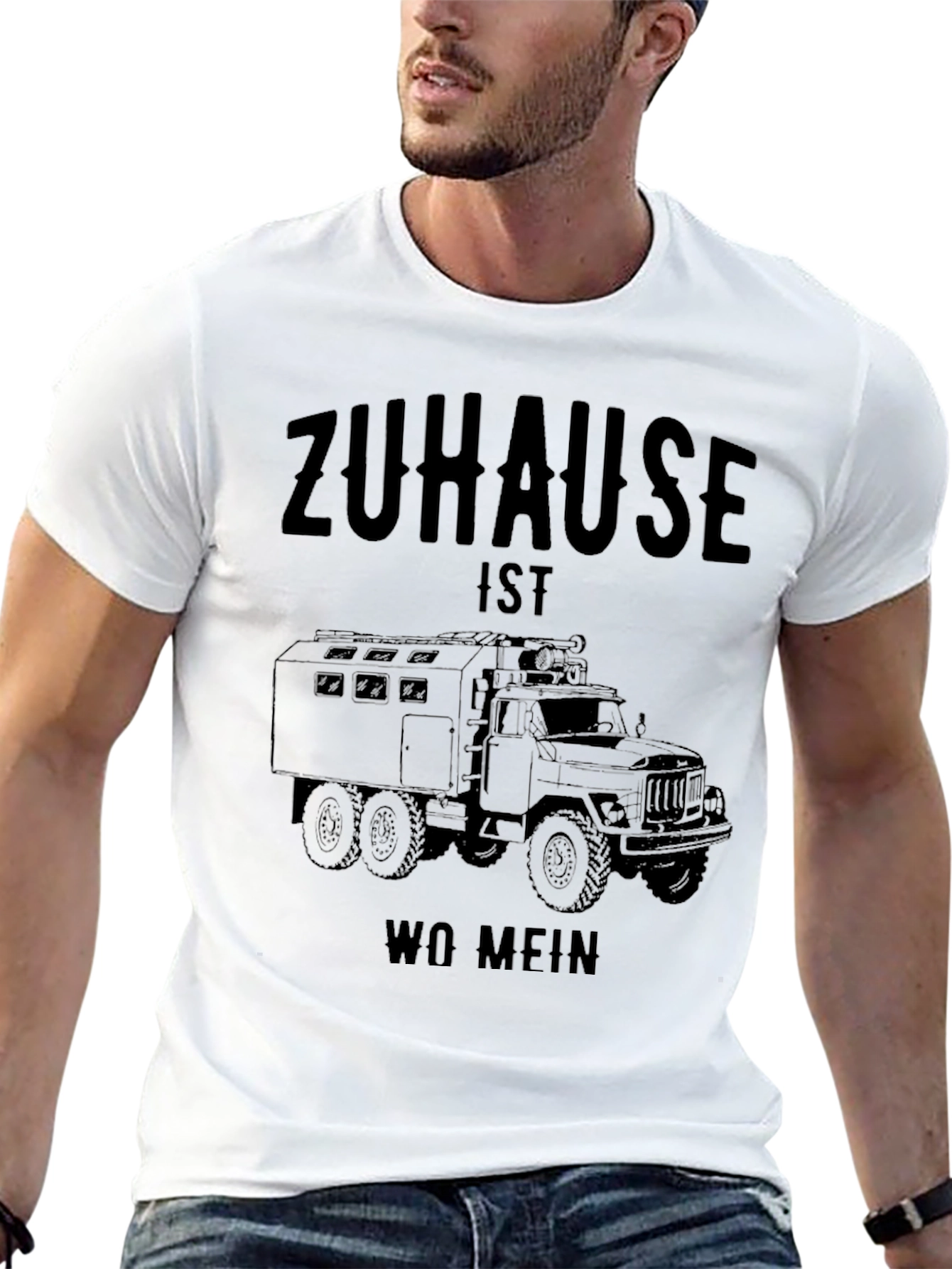 Zuhause Truck Graphic Tee - Black Crew Neck