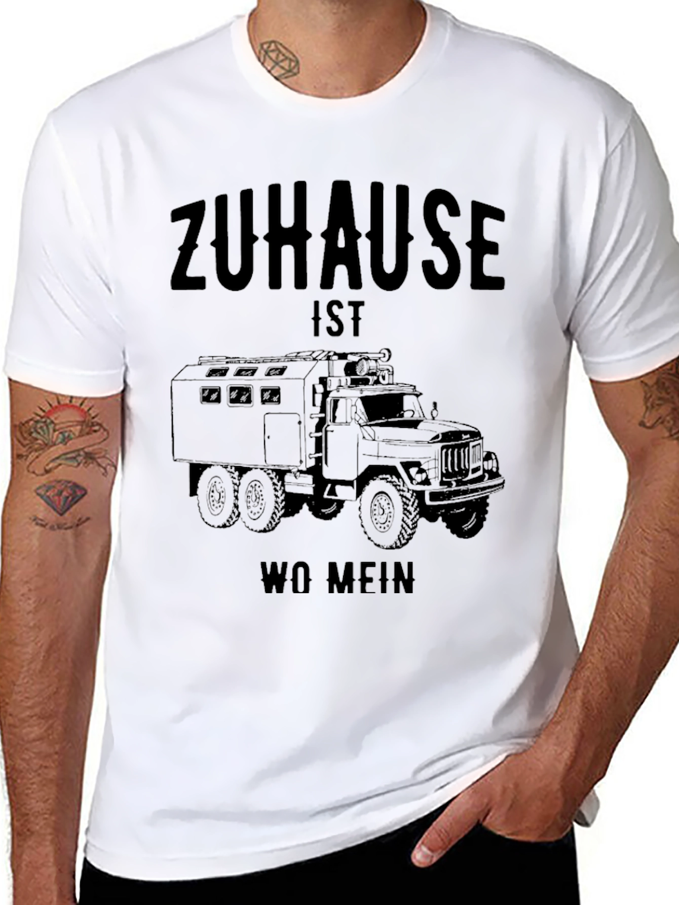 Zuhause Truck Graphic Tee - Black Crew Neck