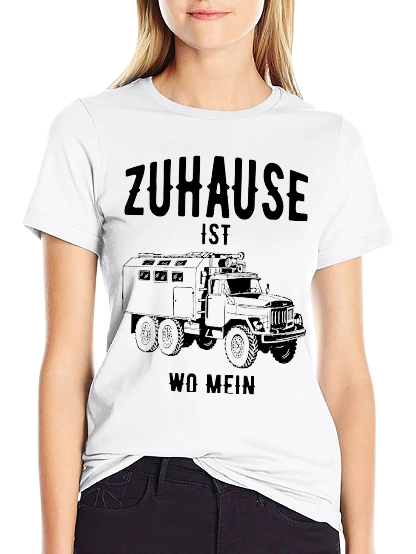 Zuhause Truck Graphic Tee - Black Crew Neck