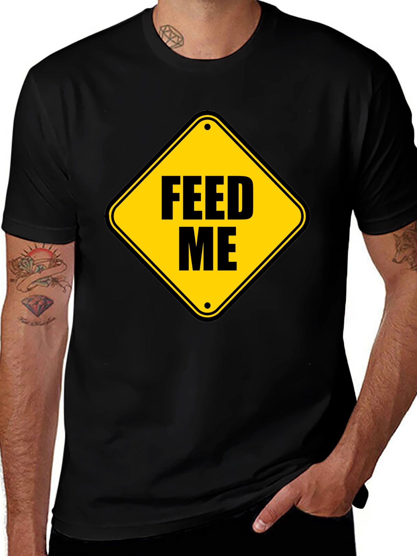 Feed Me Graphic Tee - Funny Hunger Sign T-Shirt