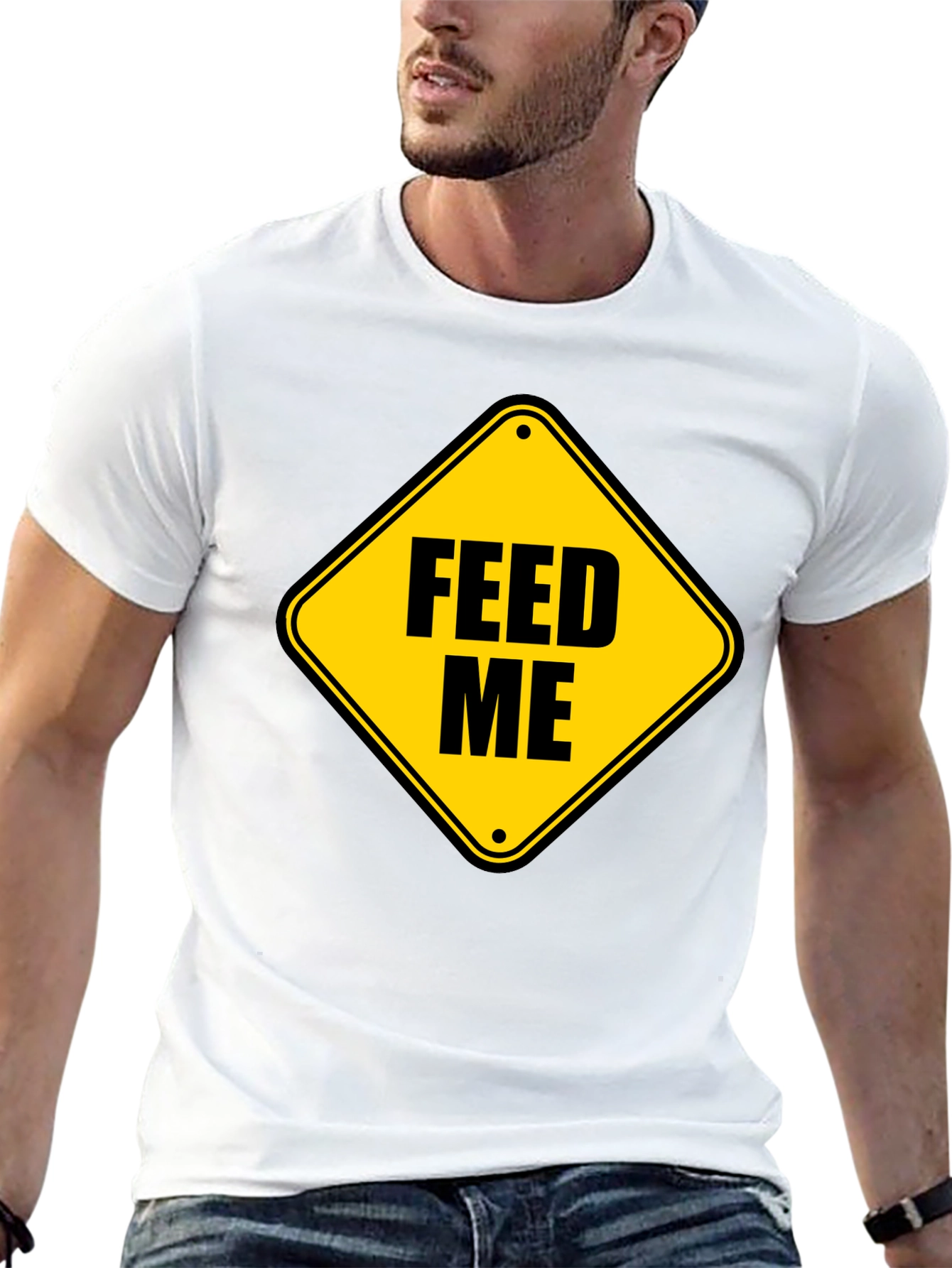 Feed Me Graphic Tee - Funny Hunger Sign T-Shirt