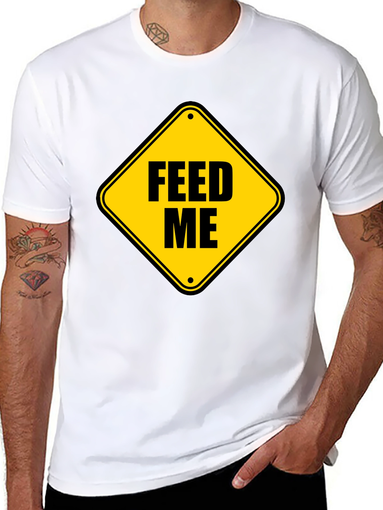Feed Me Graphic Tee - Funny Hunger Sign T-Shirt