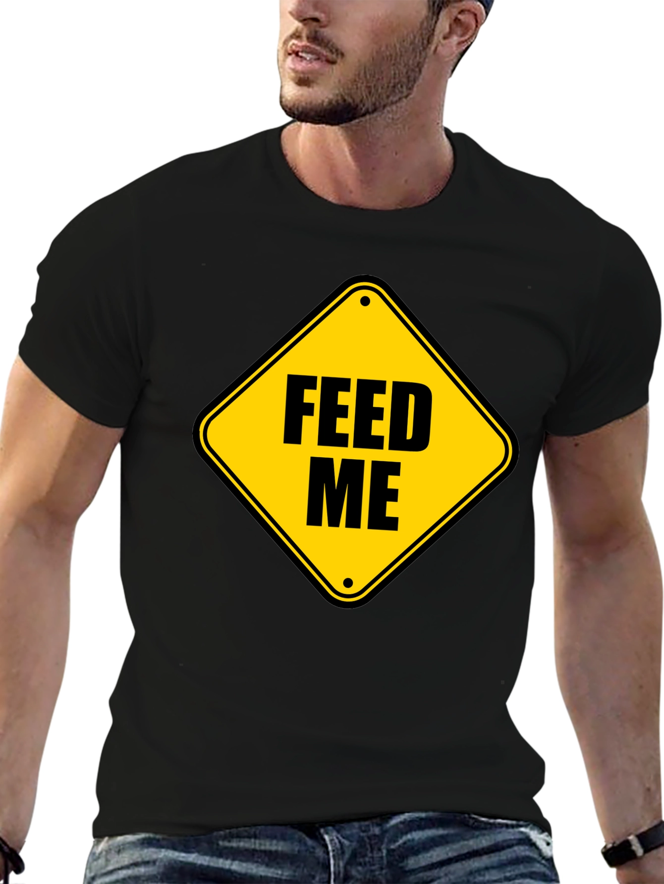 Feed Me Graphic Tee - Funny Hunger Sign T-Shirt