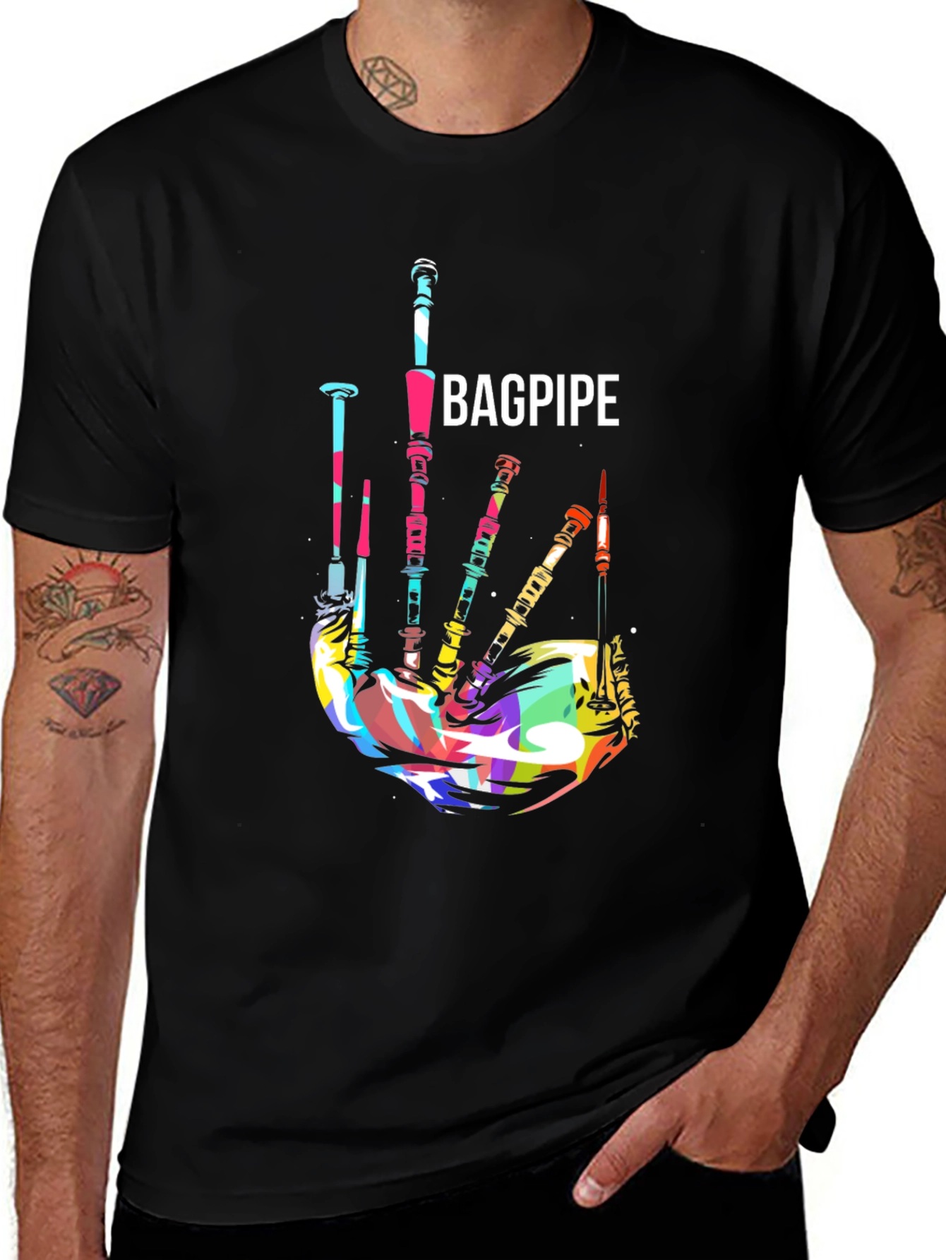 Bagpipe Graphic T-Shirt - Colorful Music Tee