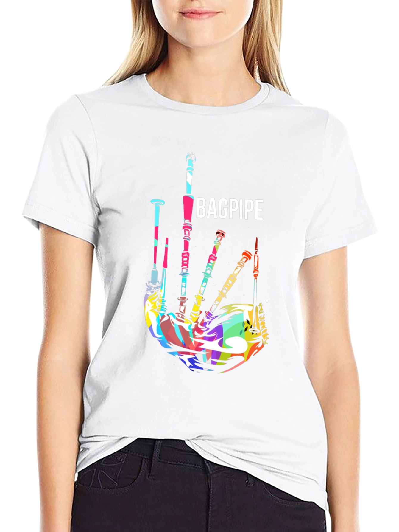 Bagpipe Graphic T-Shirt - Colorful Music Tee