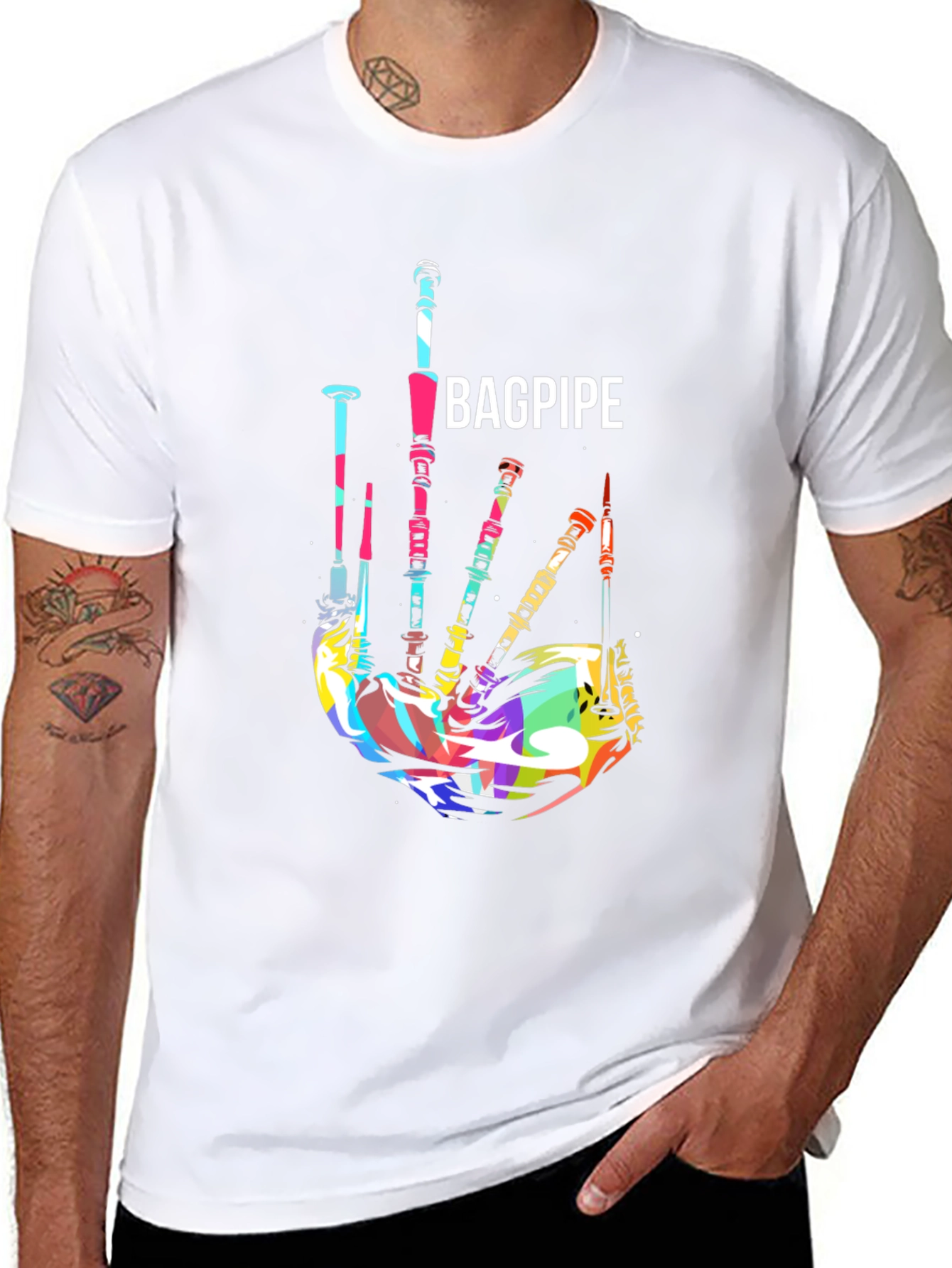 Bagpipe Graphic T-Shirt - Colorful Music Tee
